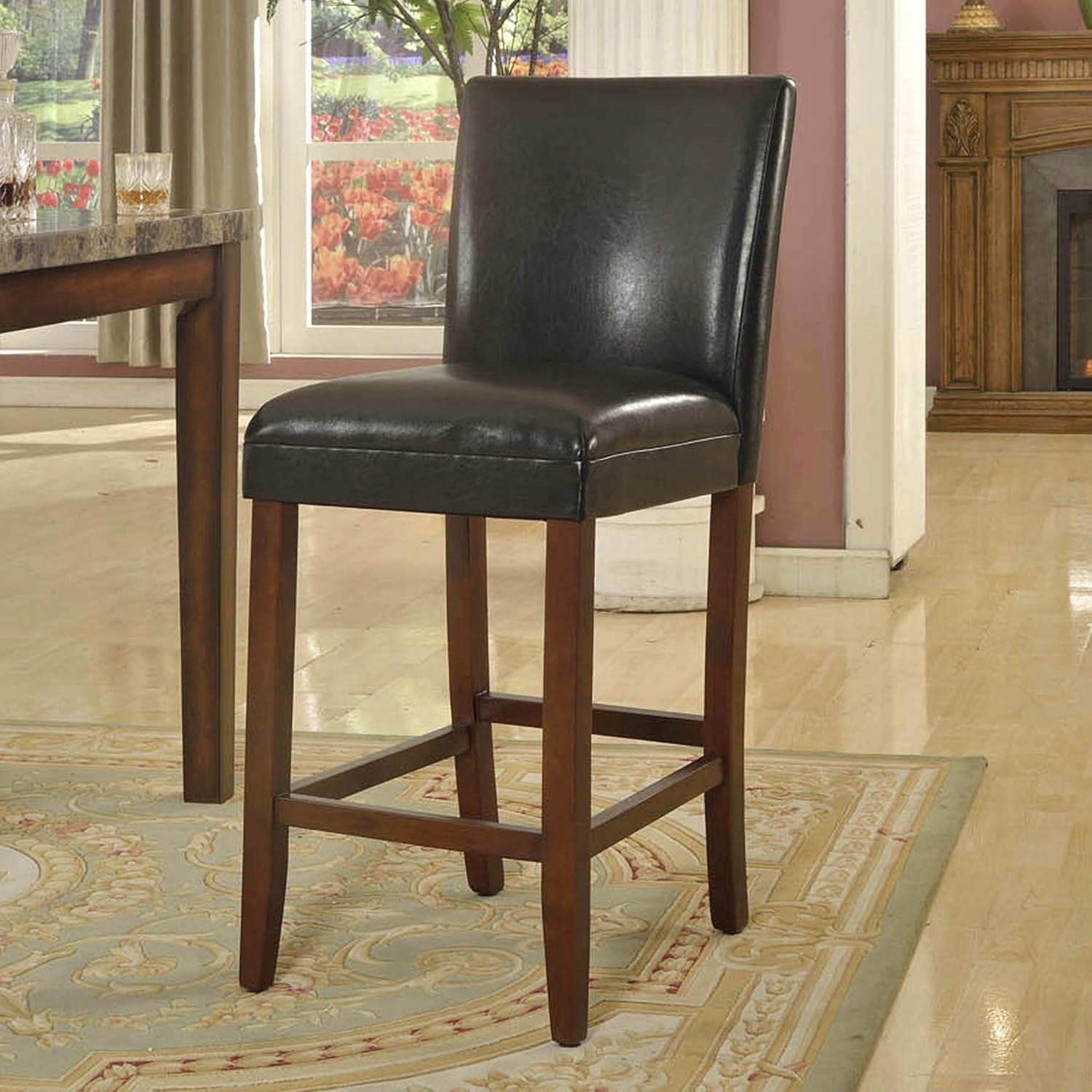 24" Faux Leather Luxury Counter Height Barstool - HomePop