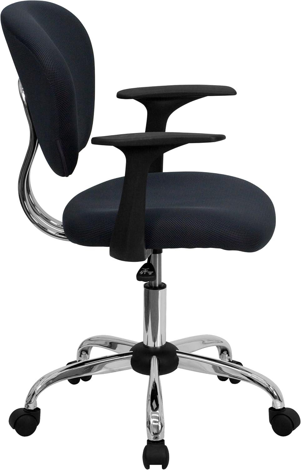 Modern Mid-Back Gray Mesh Swivel Task Chair with Chrome Base