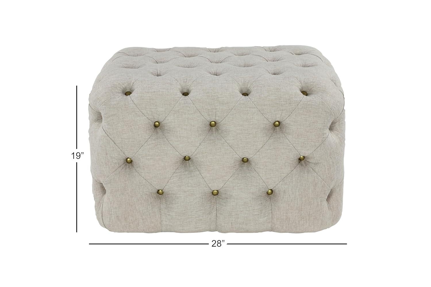 Linen Tufted Ottoman Bench Beige - Olivia & May