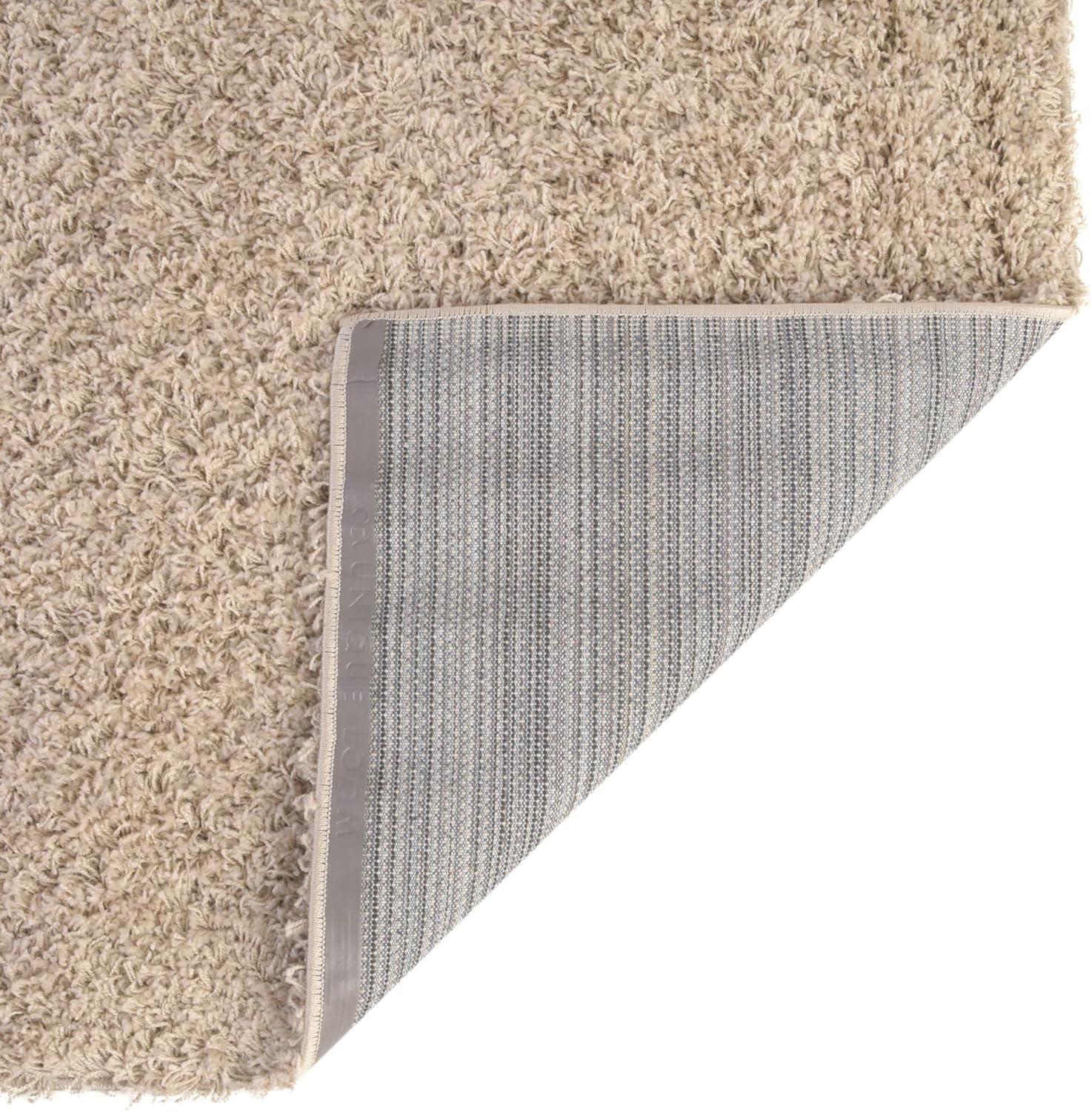 Rugs.com Solid Shag Collection Rug – 5' x 8' Taupe Shag Rug Perfect For Bedrooms, Dining Rooms, Living Rooms