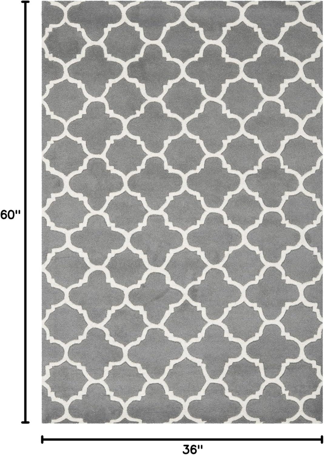 SAFAVIEH Chatham Jacob Geometric Wool Area Rug, Dark Grey/Ivory, 3' x 5'