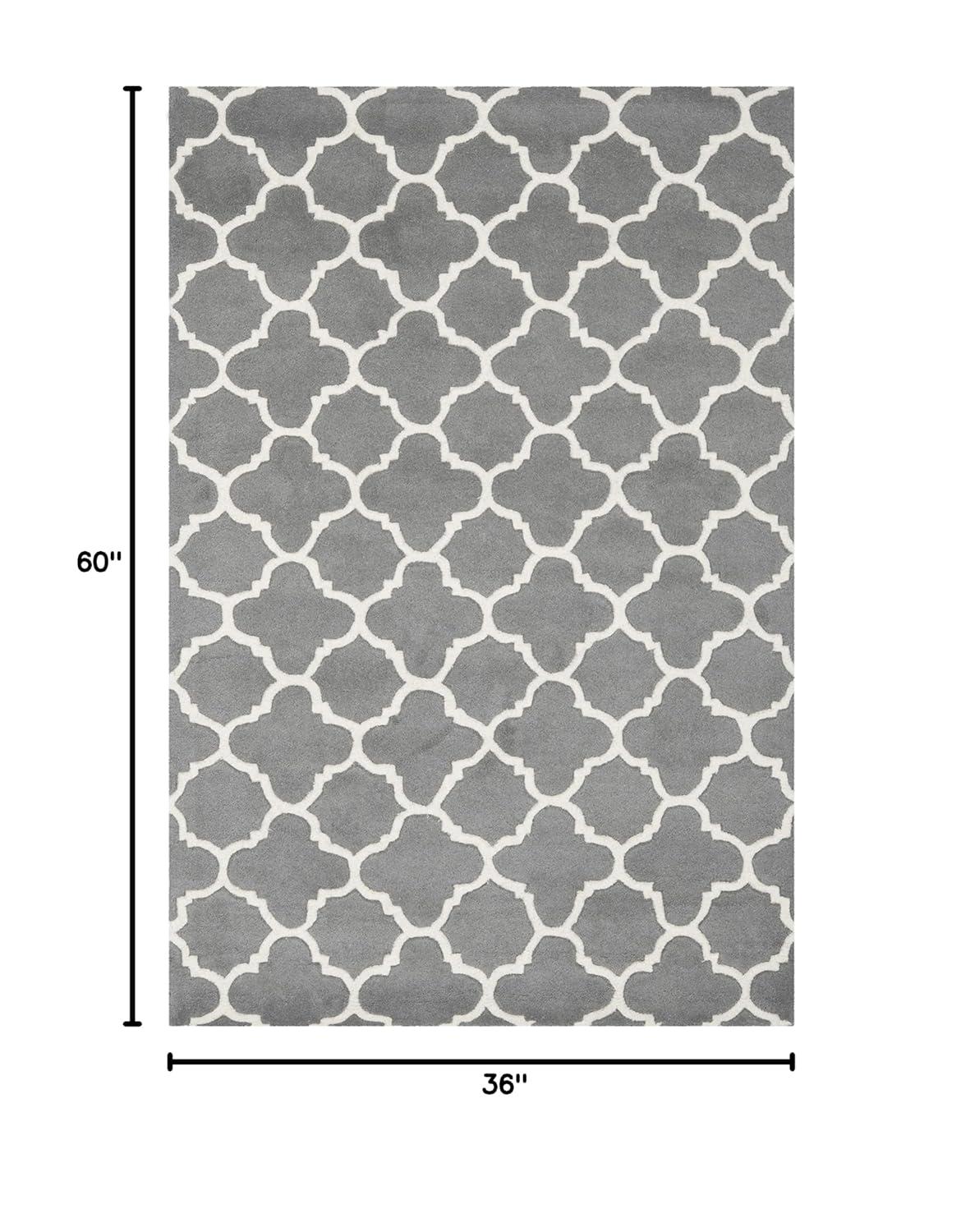 SAFAVIEH Chatham Jacob Geometric Wool Area Rug, Dark Grey/Ivory, 3' x 5'