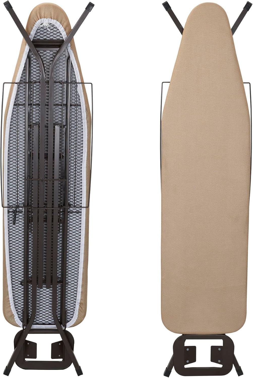 Household Essentials Ironing Center Mesh Steel Top Bronze: Adjustable Non-Slip Ironing Board with Iron Rest