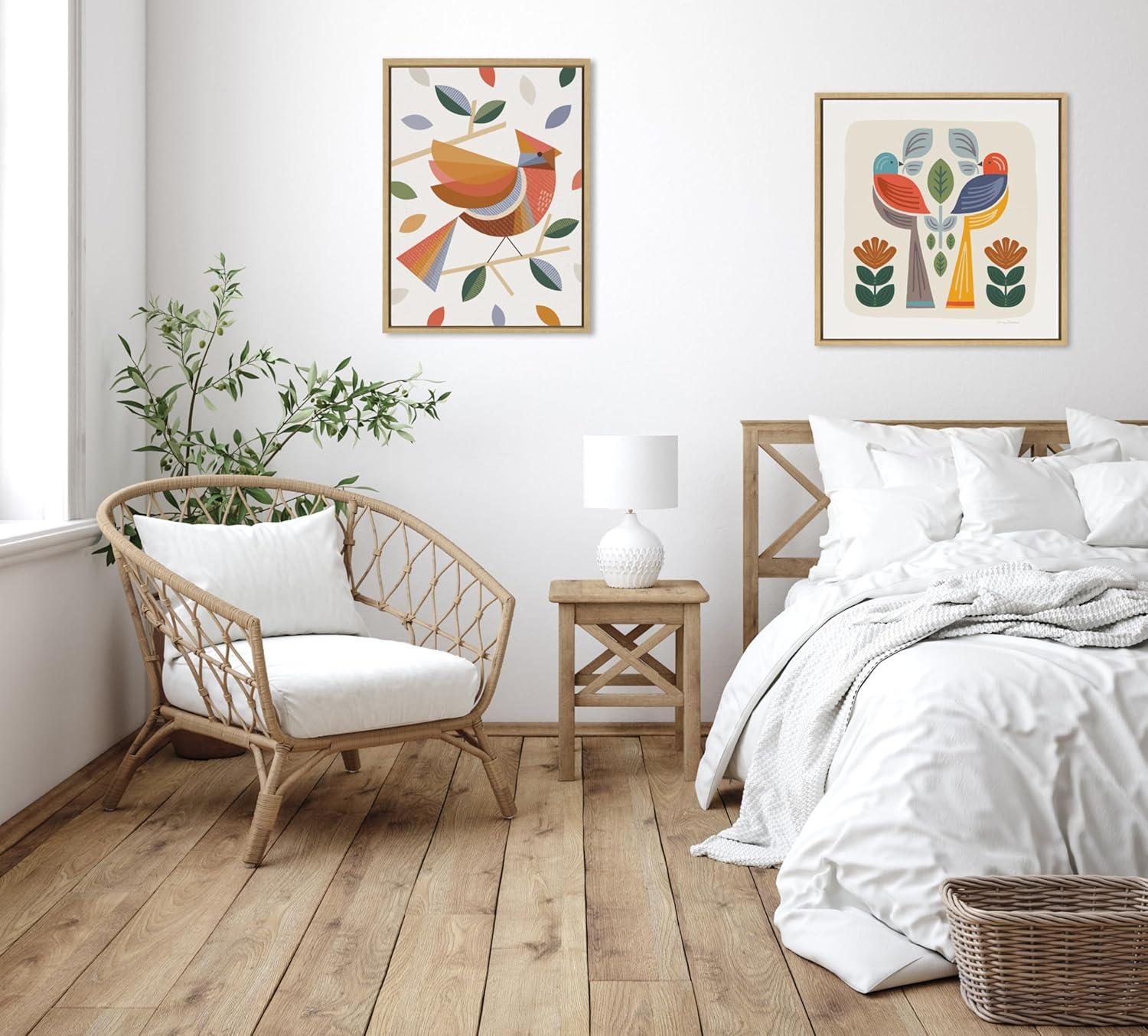 Kate & Laurel All Things Decor 22"x22" Sylvie Folk Birds Harvest Wall Art by Carey Copeland Natural Mid-Century Colorful Bird