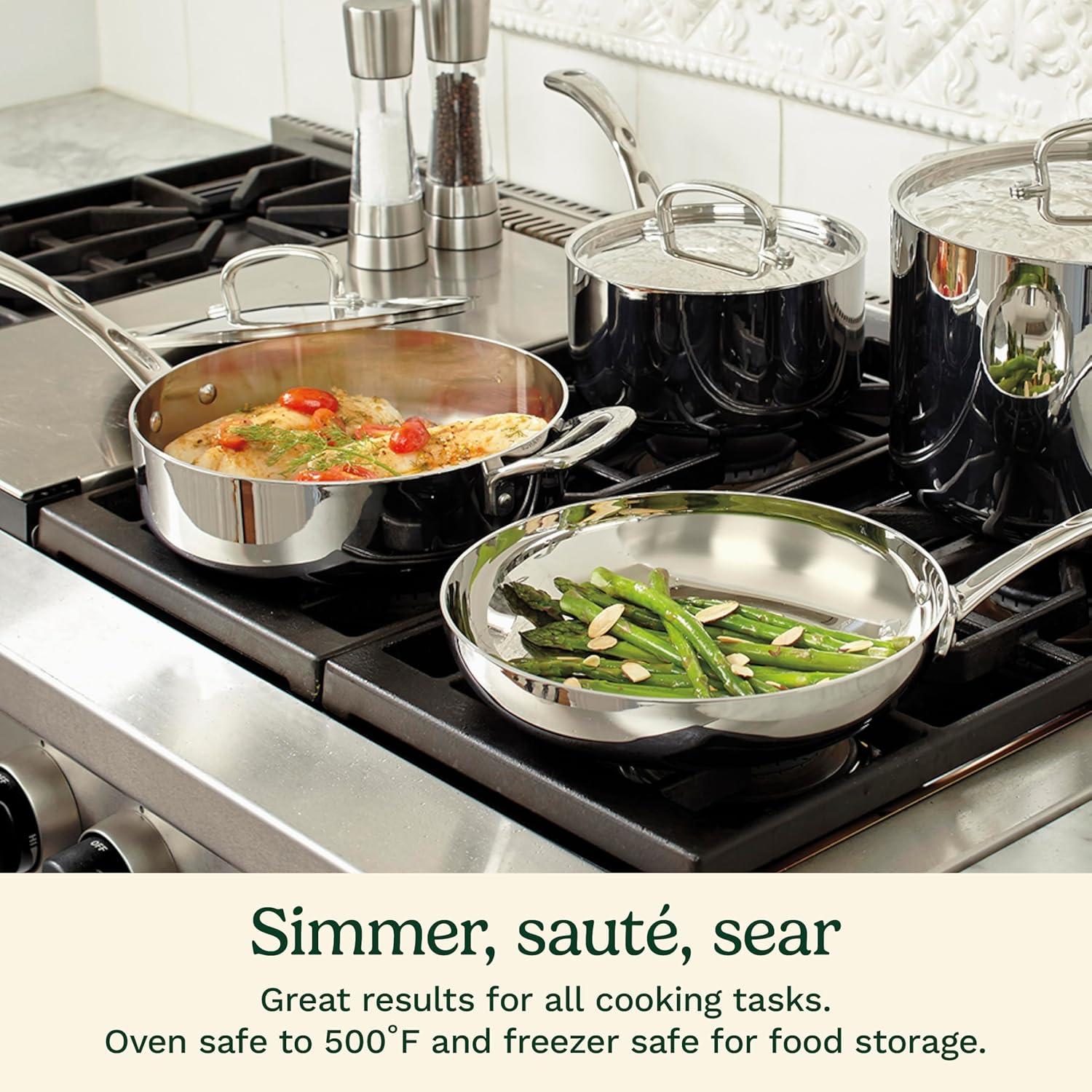 Cuisinart French Classic 13pc Stainless Steel Tri-Ply Cookware Set - FCT-13: Kitchen Pan Set, Gas & Electric Compatible
