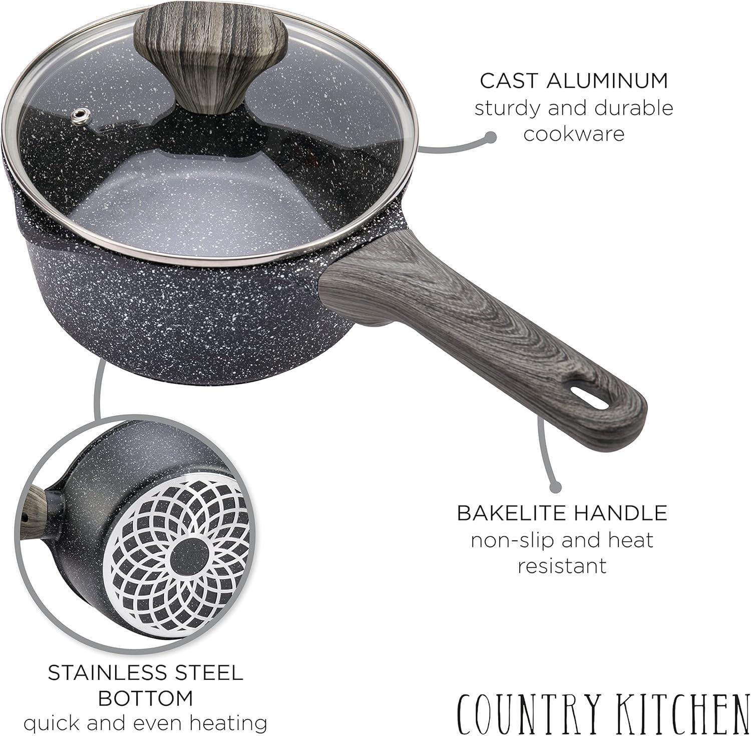 Speckled Black Non-Stick Cast Aluminum 6-Piece Cookware Set