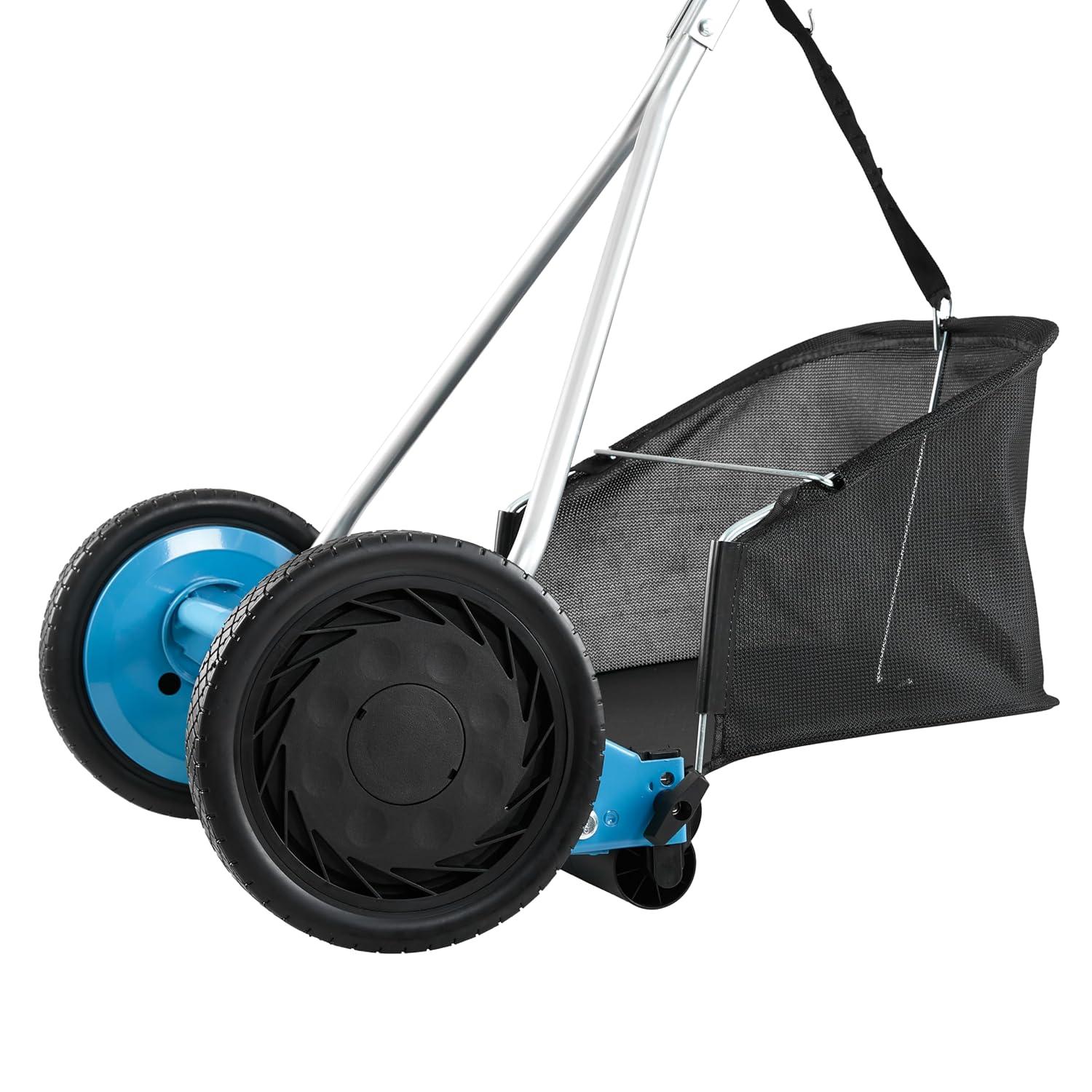 16 in. 5-Blade Manual Walk Behind Reel Lawn Mower, Grass Catcher Included