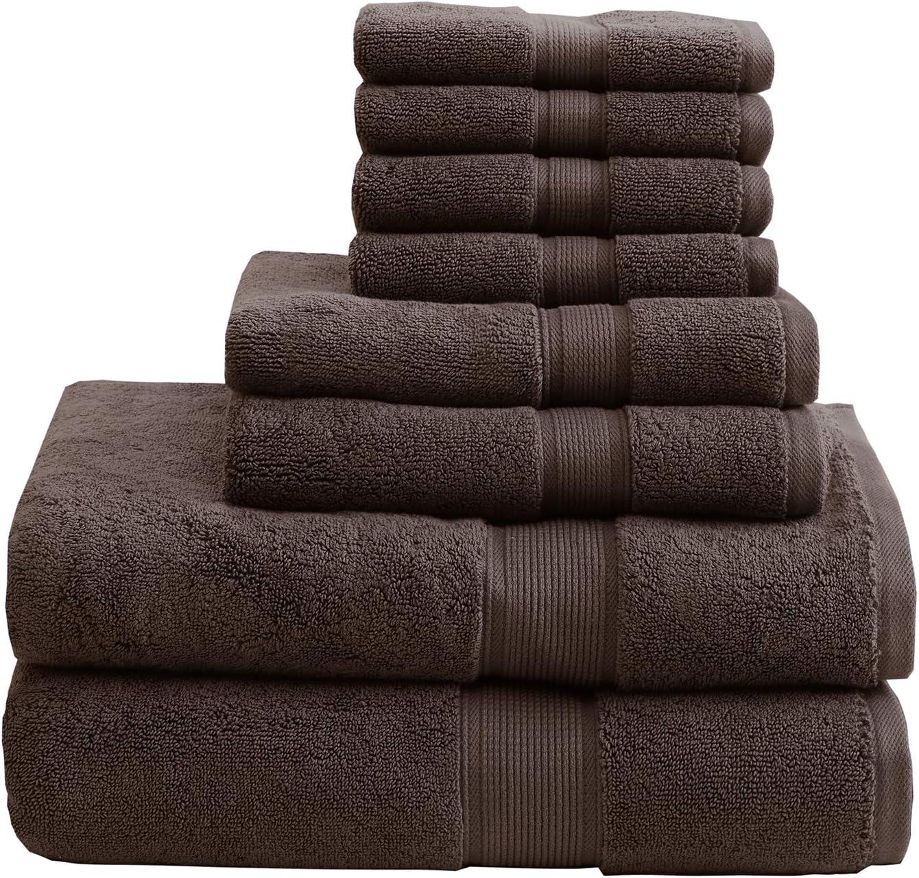 Oversized Brown Turkish Cotton 8-Piece Towel Set