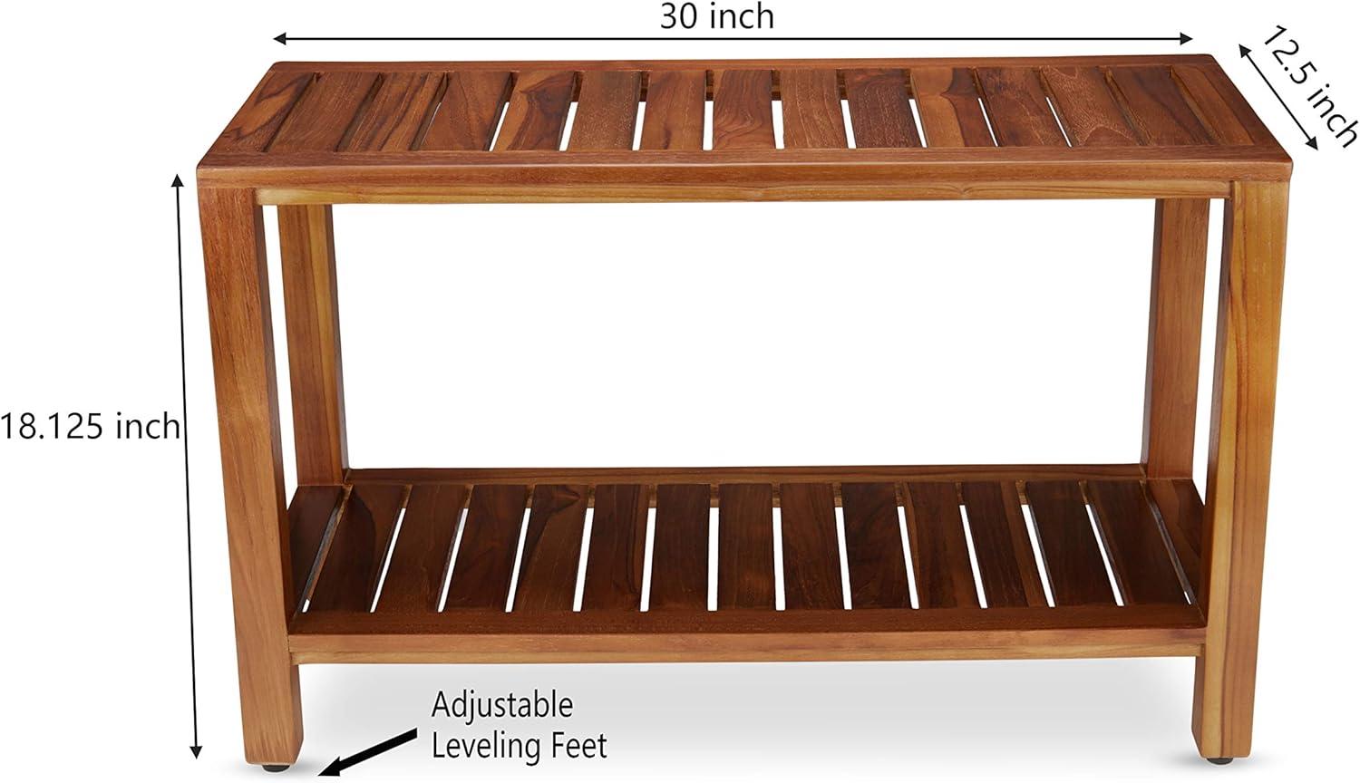 Teak Spa Bench with Shelf for Bathroom and Shower