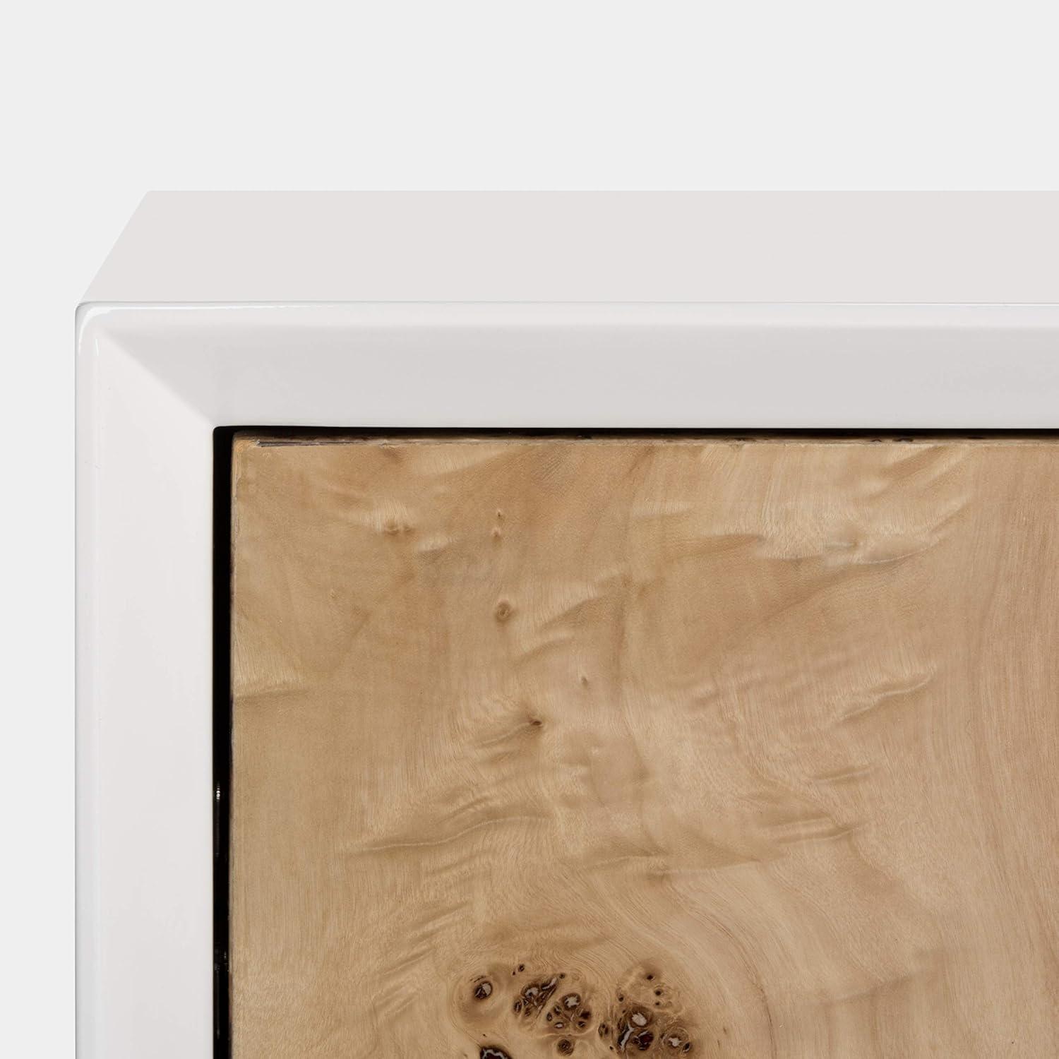 Lazaro Contemporary White Lacquer & Burlwood Buffet Sideboard
