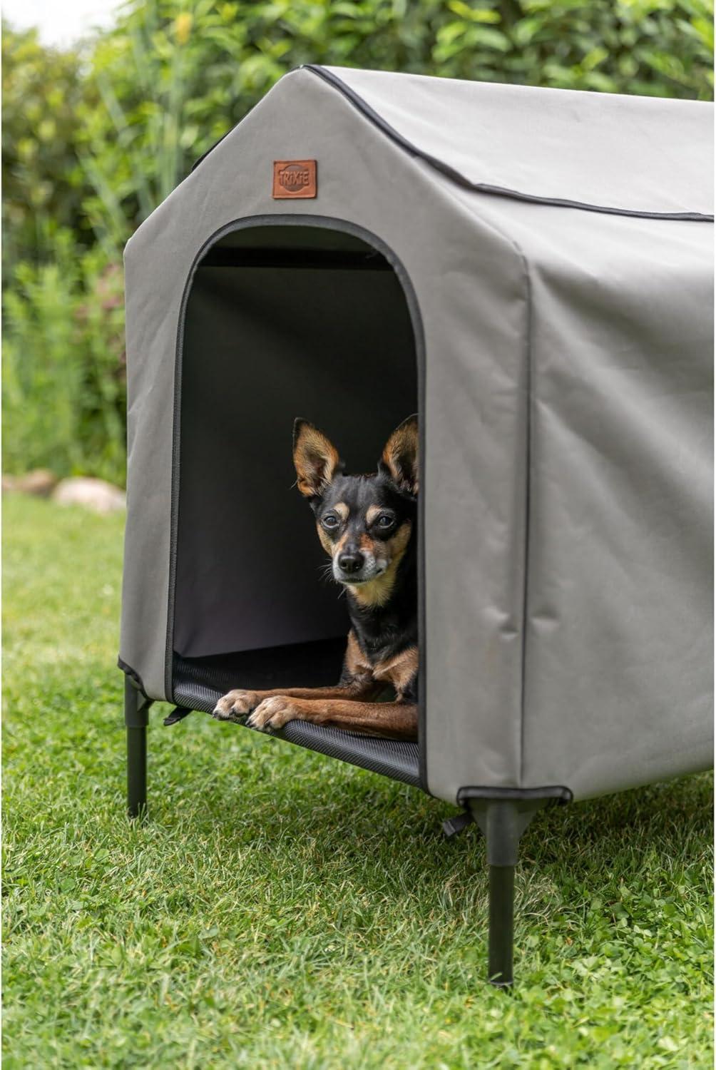 TRIXIE 2-in-1 Elevated Portable Dog House or Dog Cot & Tent for Small-Medium Dogs