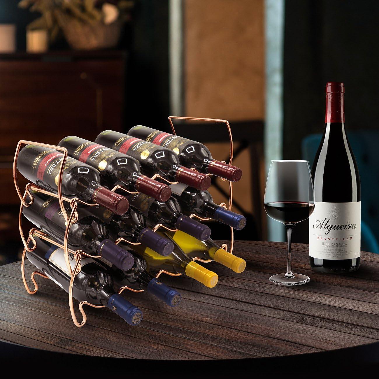 Copper 3-Tier Stackable Metal Wine Rack for 12 Bottles