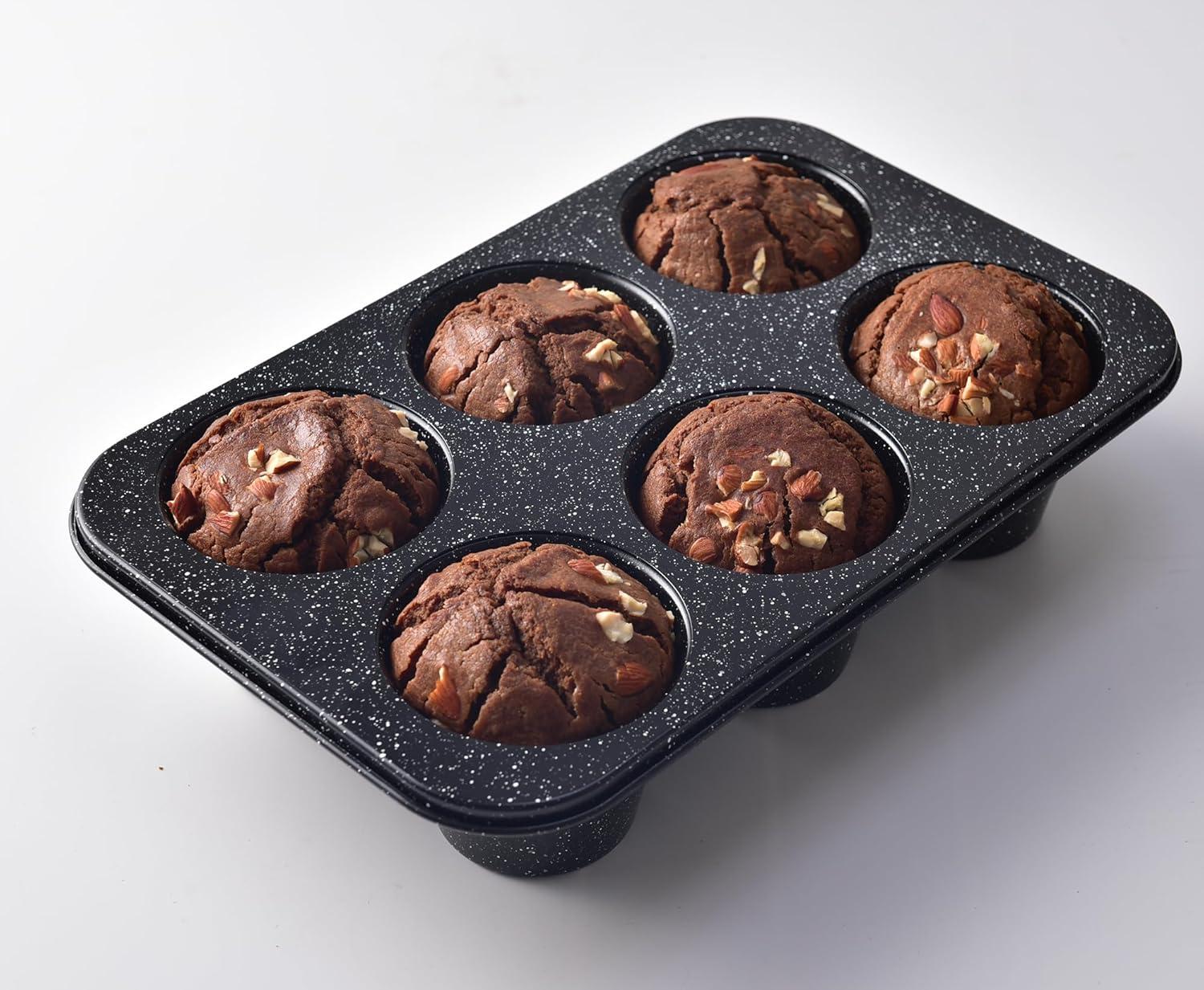 Gray Granite Non-Stick Jumbo 6-Cup Muffin Pan