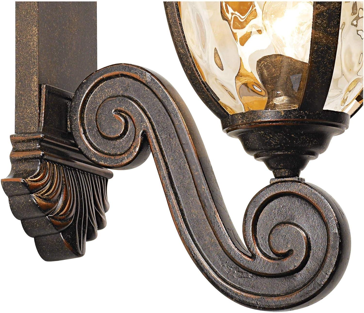 Bellagio Traditional Bronze Outdoor Wall Light with Champagne Hammered Glass