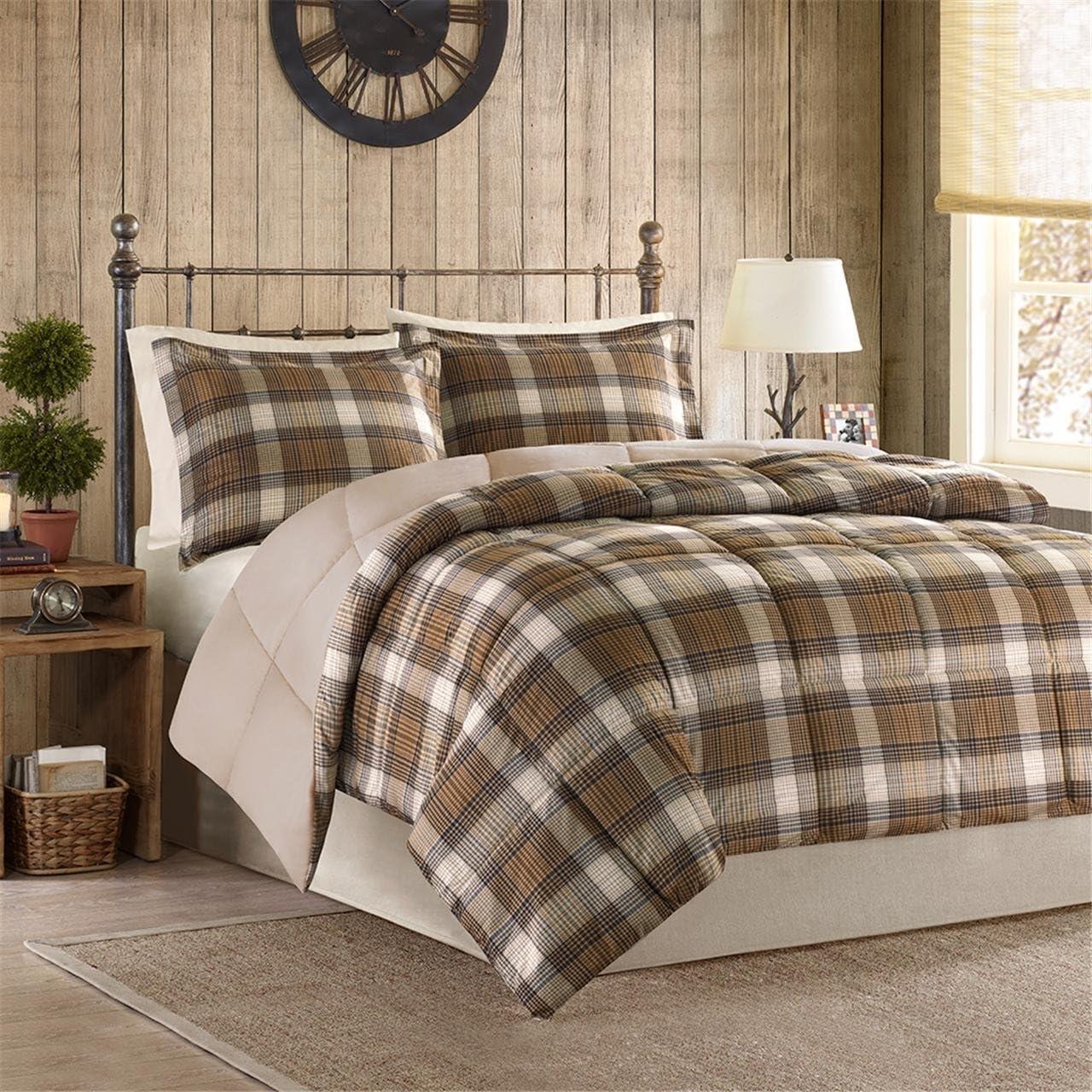 Woolrich Lumberjack Classic Quilting Soft and Cozy Solid Reverse Down Alternative Comforter Set