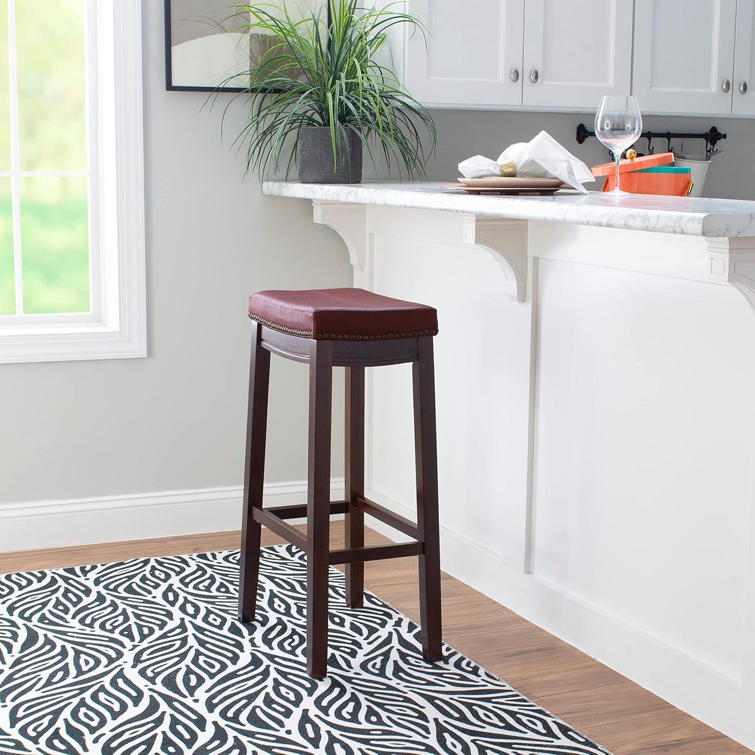 Padded Saddle Seat Barstool Hardwood - Linon