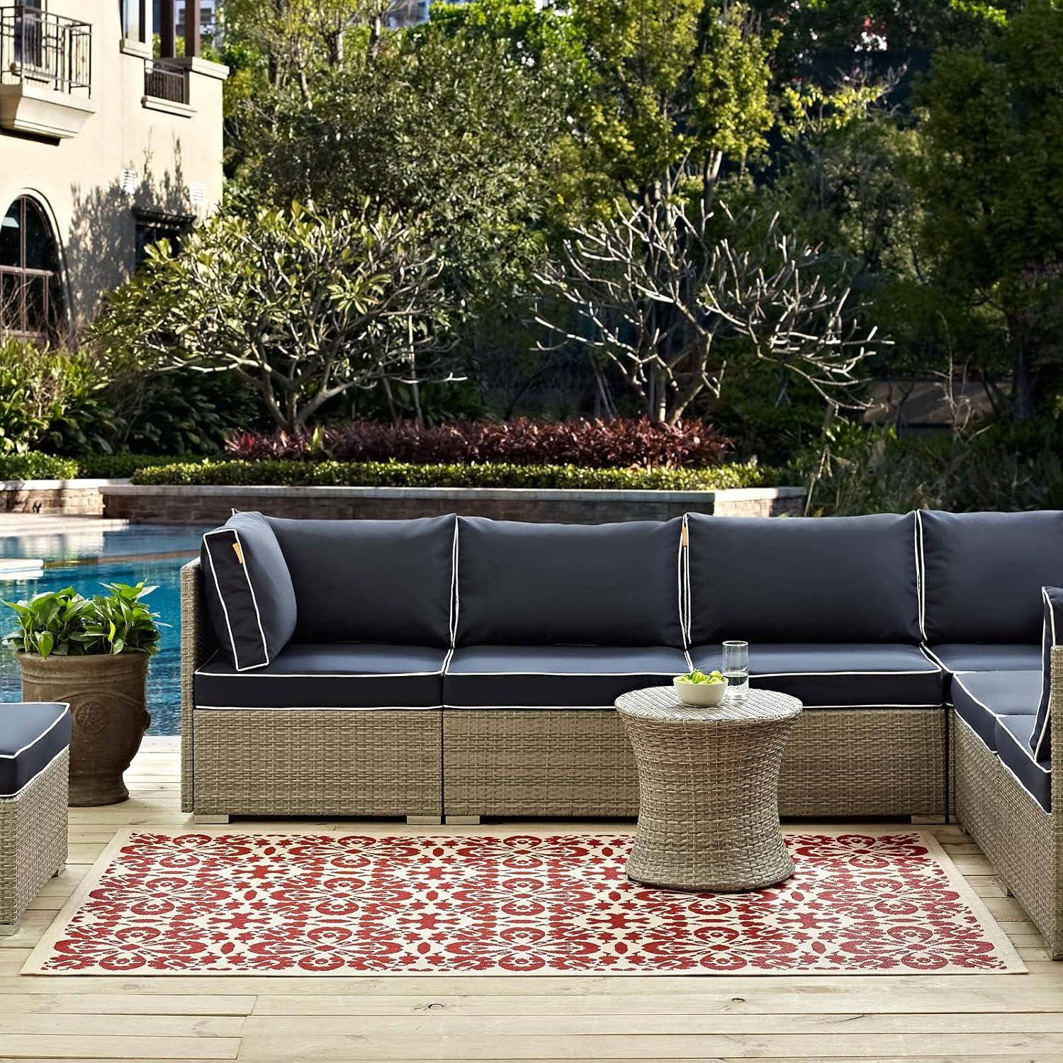 Modway Ariana Vintage Floral Trellis 4x6 Indoor and Outdoor Area Rug