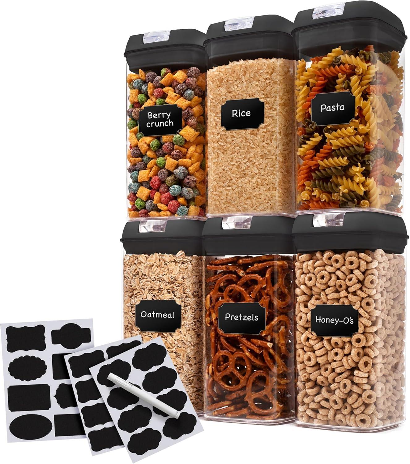 Black BPA-Free Plastic Airtight Food Storage Containers Set