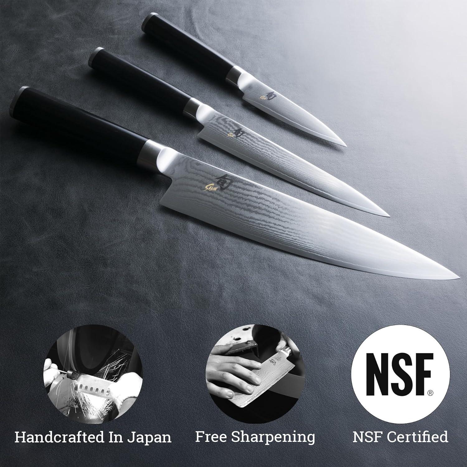 Shun Classic 3-Piece Knife Set with Ebony Handles