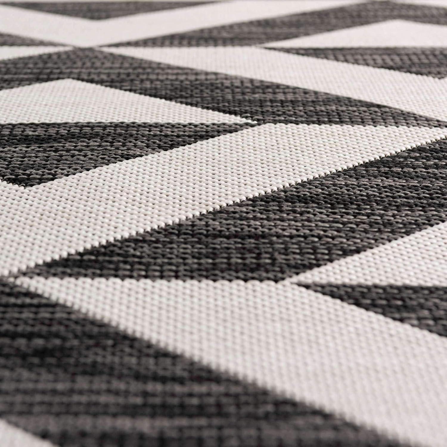 Rugs.com Jill Zarin Outdoor Collection Rug – 3' 3 x 5' 3 Charcoal Gray Flatweave Rug Perfect For Entryways, Kitchens, Breakfast Nooks, Accent Pieces