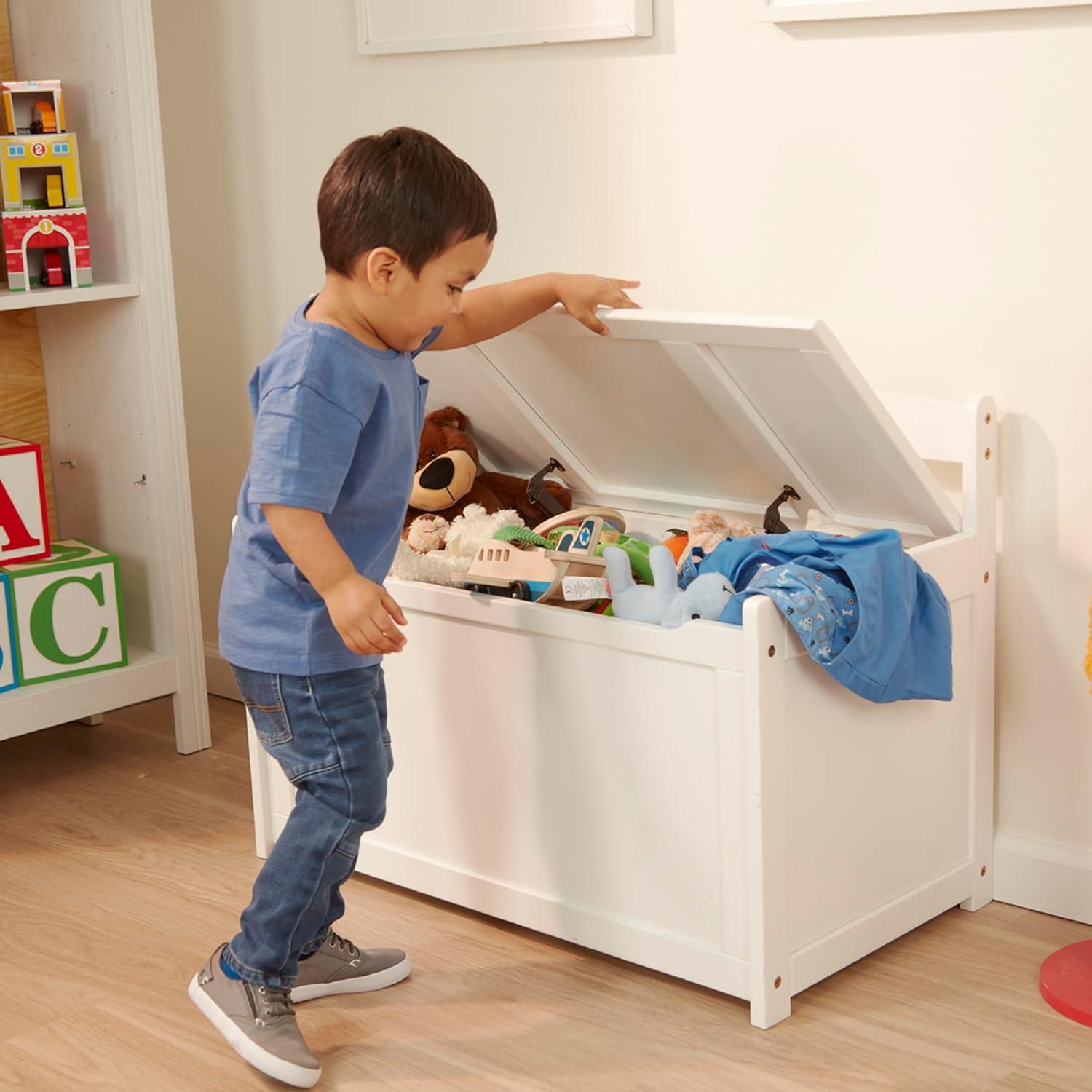 Wooden Toy Chest - White Furniture for Playroom - Kids Toy Box, Wooden Storage Organizer, Children's Furniture