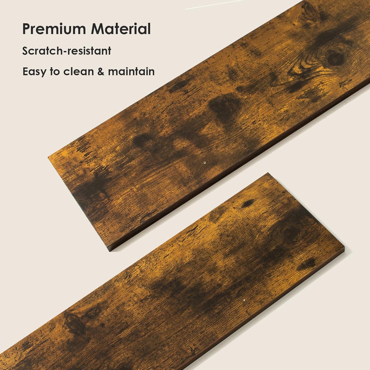 DINZI LVJ Long Wall Shelves, 31.5 Inch Wall Mounted Shelves Set of 2, Easy-to-Install, Wall Storage Ledges with Sturdy Metal Brackets for Living Room, Bathroom, Bedroom, Kitchen, Rustic Brown