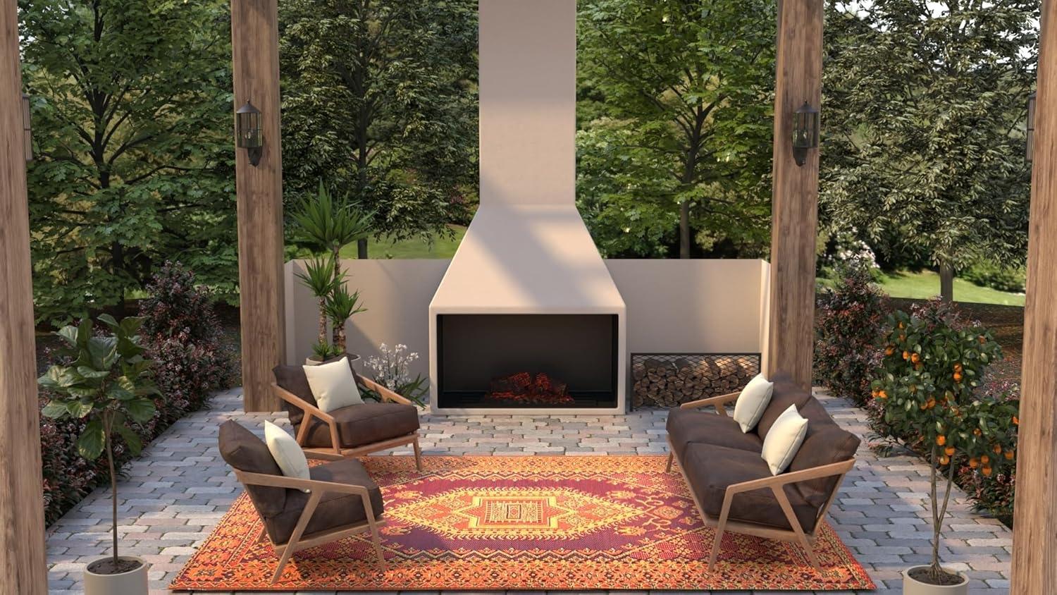 Mad Mats Oriental Turkish Polypropylene Rug Reversible Rust Outdoor, UV Resistant, 100% Recycled Material
