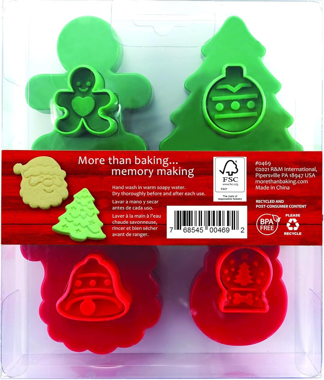 R&M International 4 Piece Double Sided Christmas Cookie Stamper Set, 2-Inch