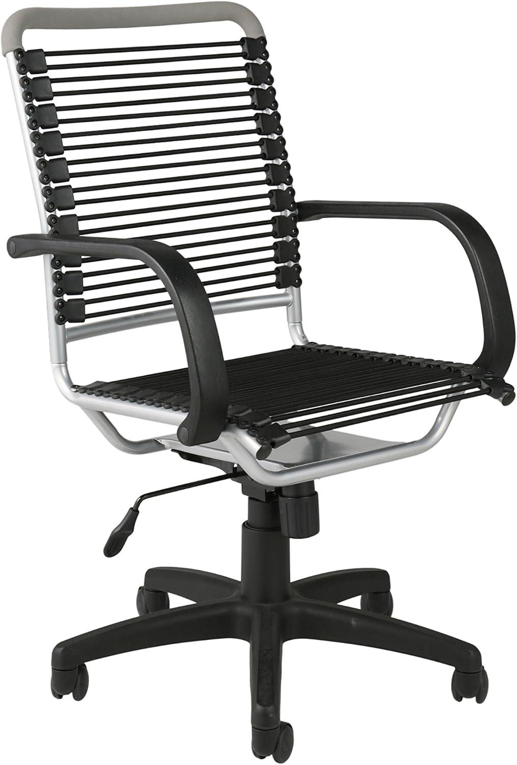 Black Aluminum High Back Swivel Bungee Office Chair