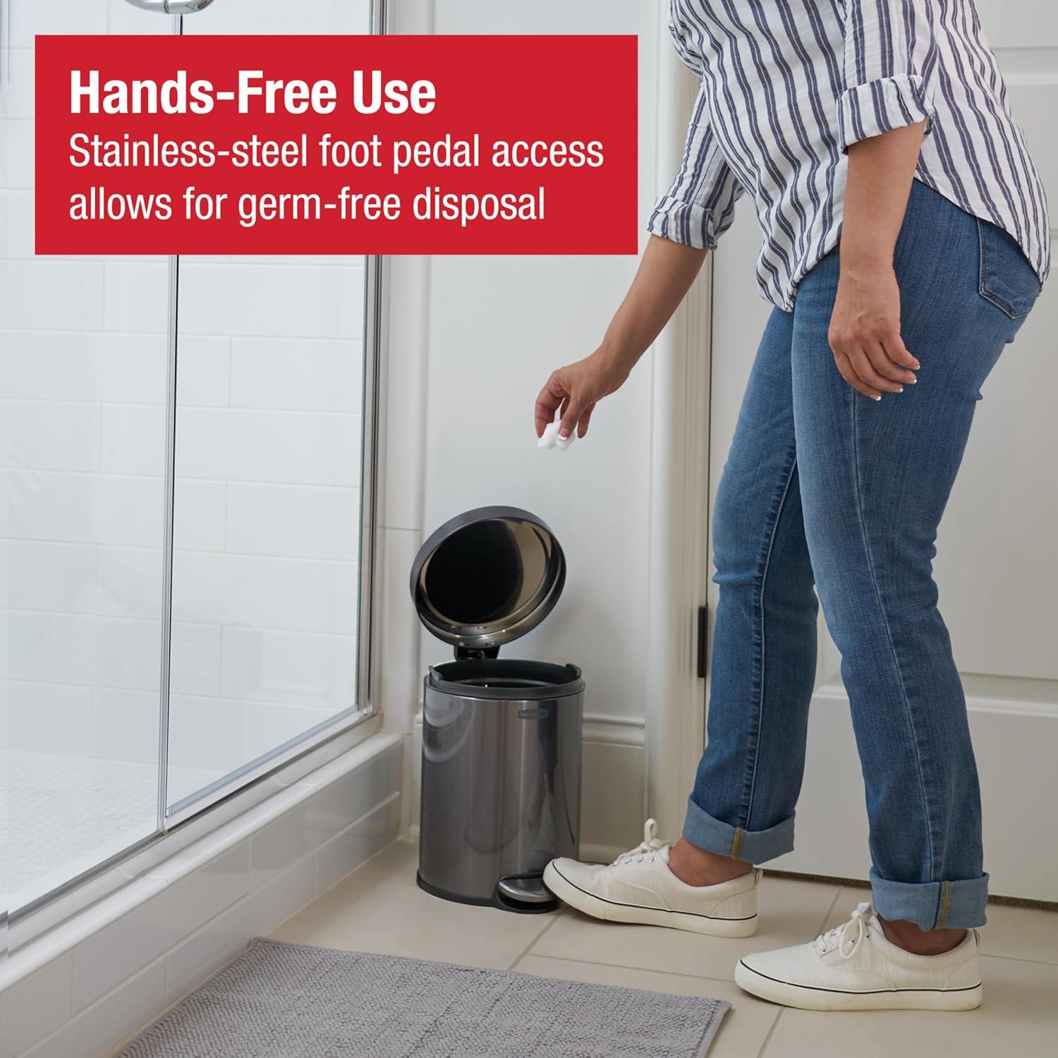 Rubbermaid 1.6 Gal. Stainless Steel Round Step-On Household Metal Trash Can