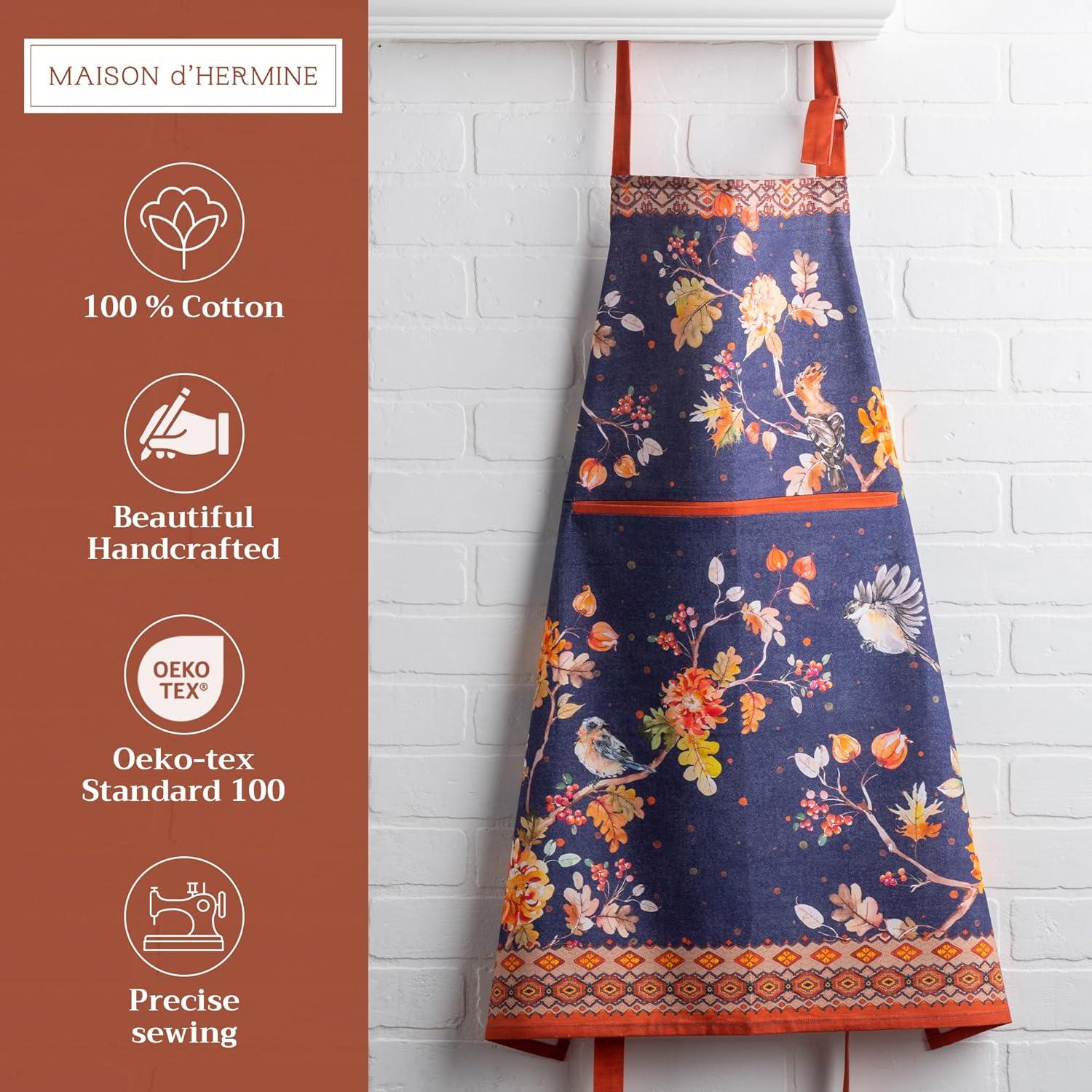 Maison d'Hermine 100% Cotton Apron for women with Pocket Kitchen Chef Apron for Men Cooking Gardening Server Waitress Maid