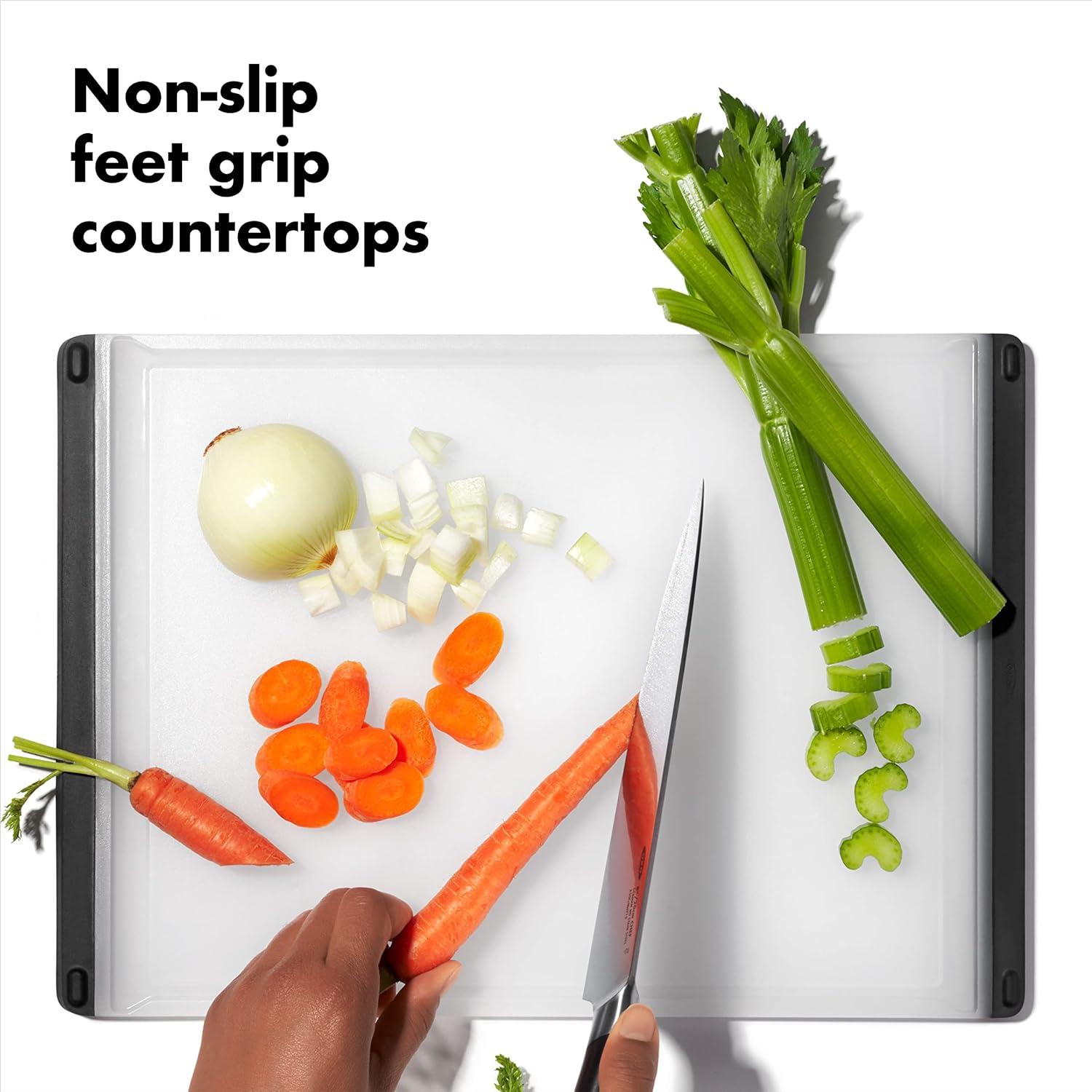 Clear Plastic Rectangular Cutting Board Set with Non-Slip Feet