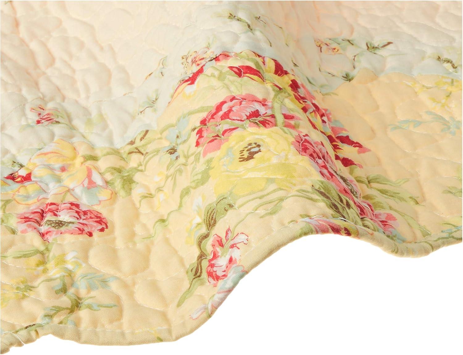 Queen Prairie Bloom Bedspread Yellow - Mary Jane's Home: Cotton Floral Bedding, Machine Washable, 140 Thread Count