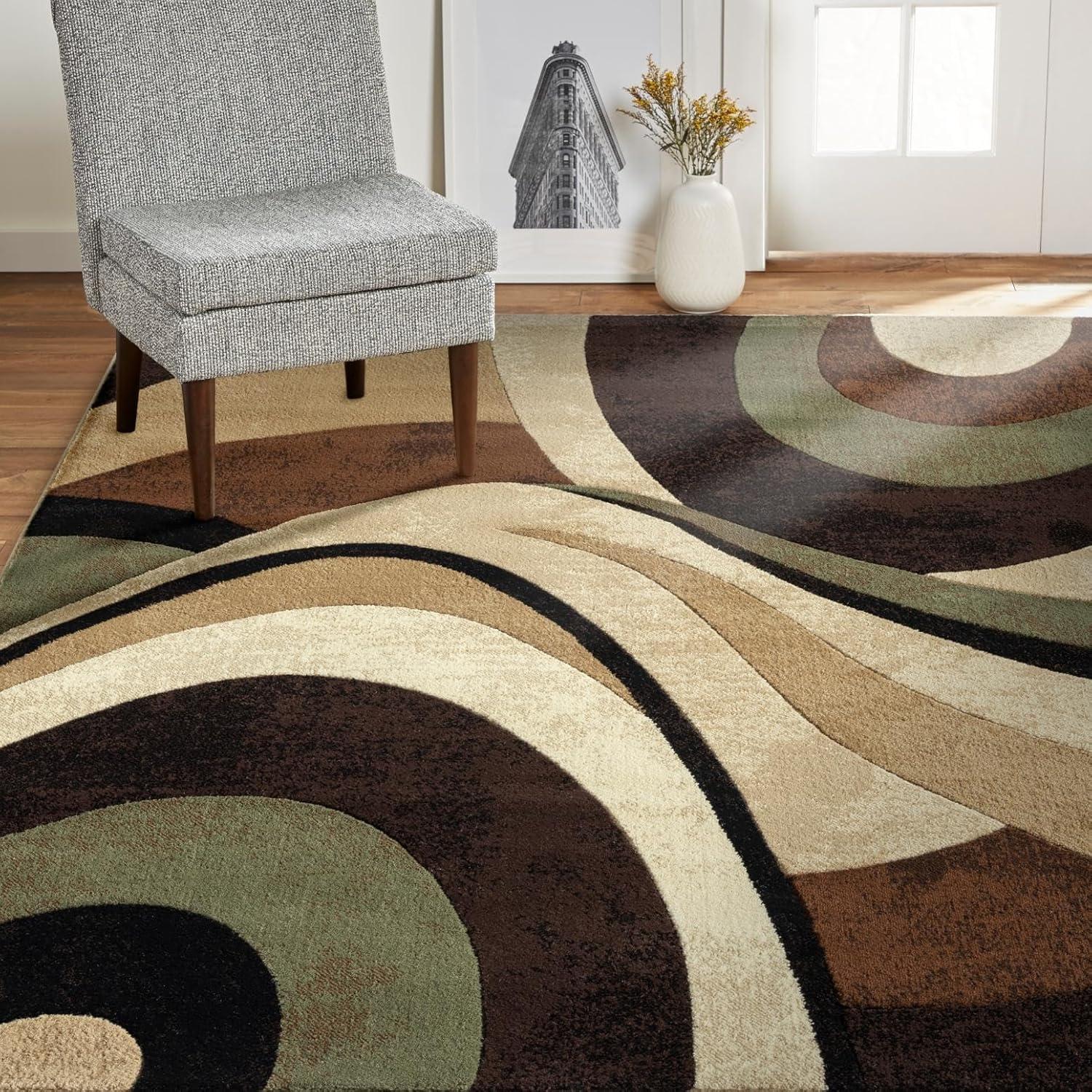 Home Dynamix Slade Contemporary Abstract Area Rug, Brown/Green, 7'10"x10'6"