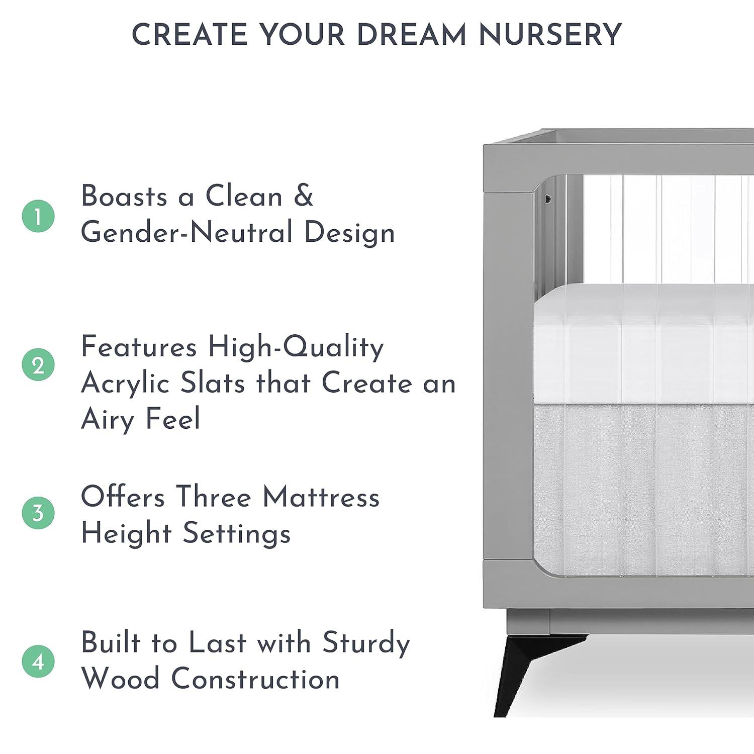 Evolur Acrylic Millennium 4 in 1 Convertible Crib