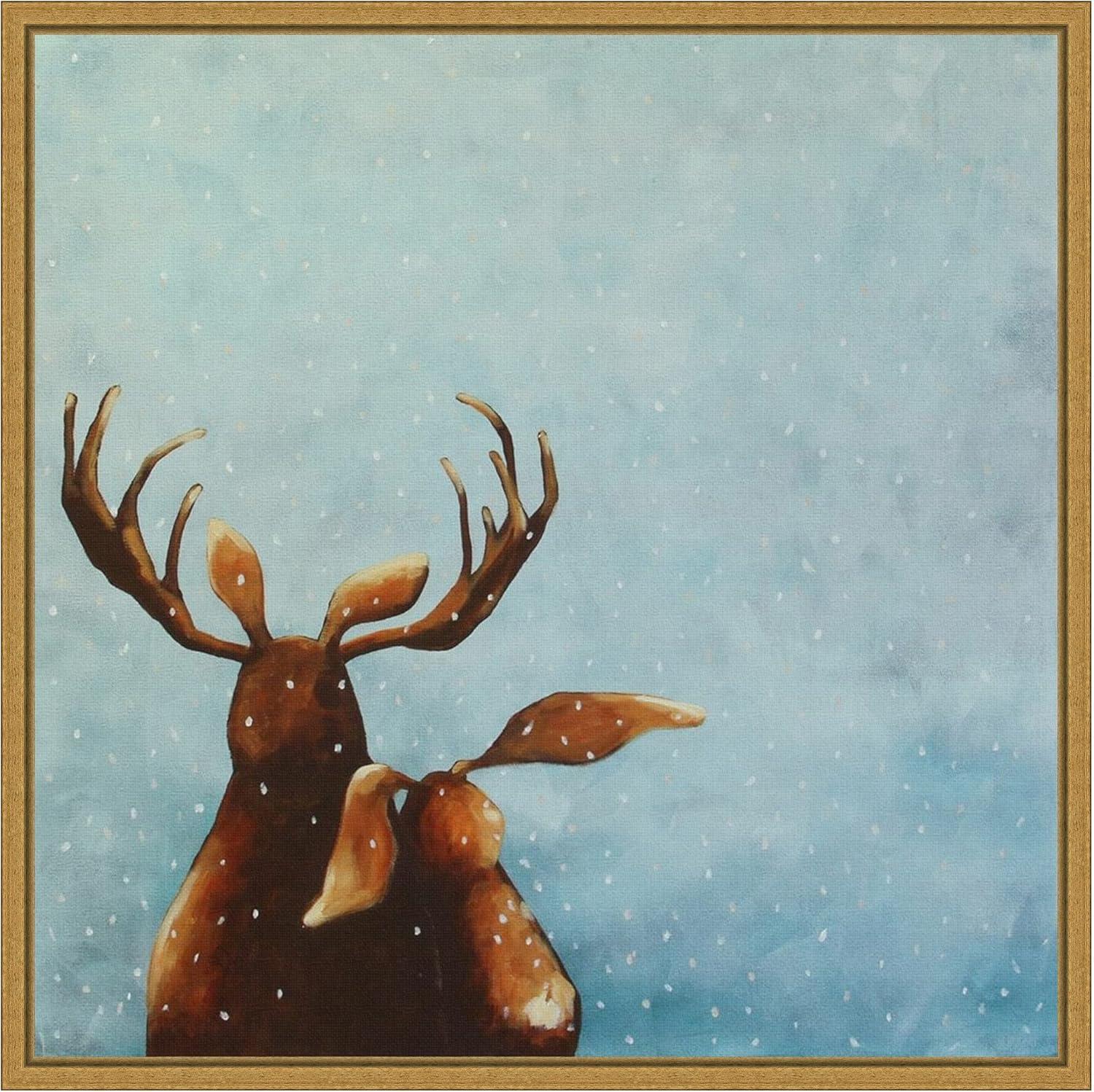 Amanti Art Friends (Moose) by Lucia Stewart Canvas Wall Art Print Framed 16 x 16-in.