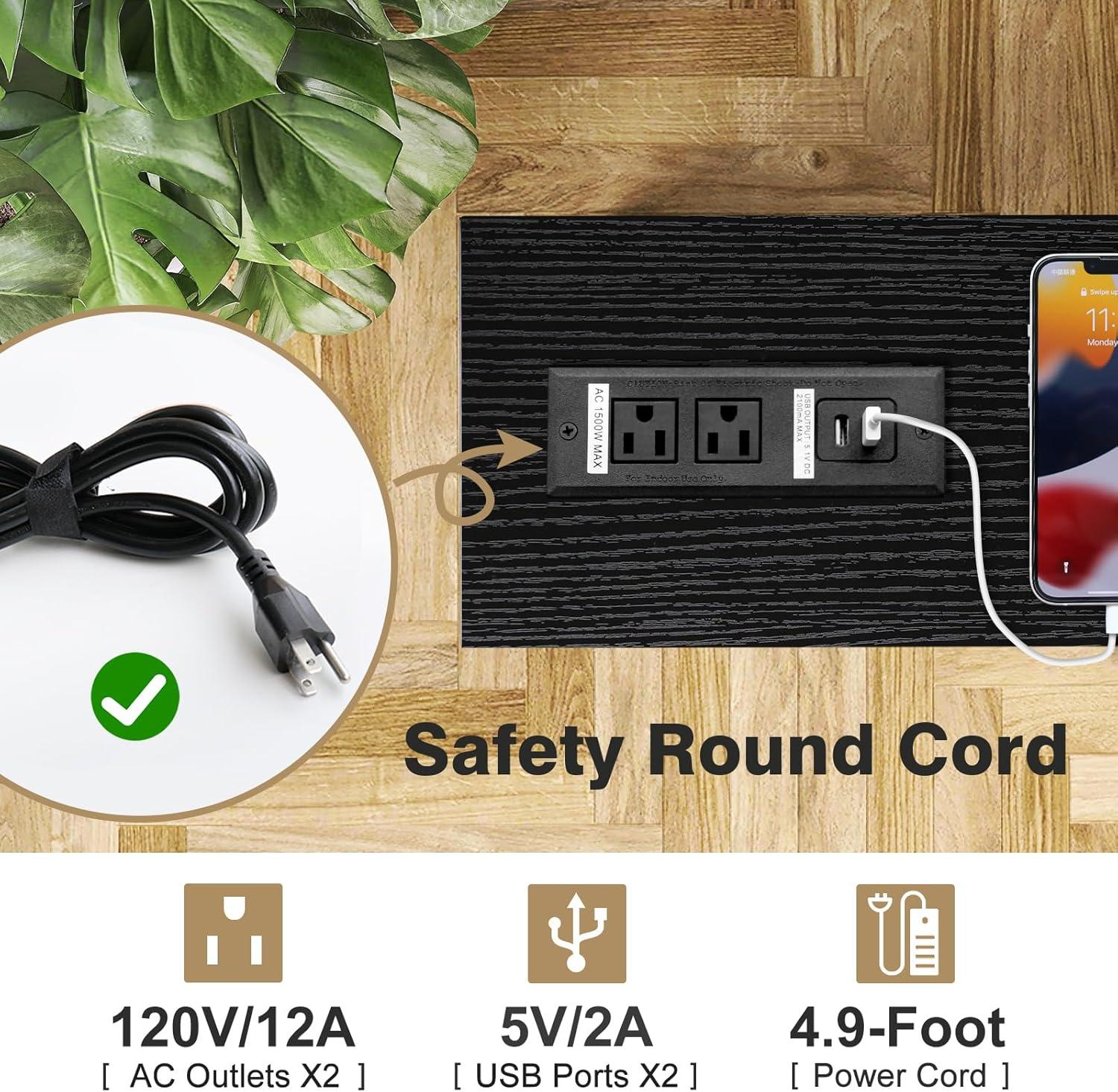 Latitude Run® Narrow Sofa Table With Sockets, USB Ports And Charging Station