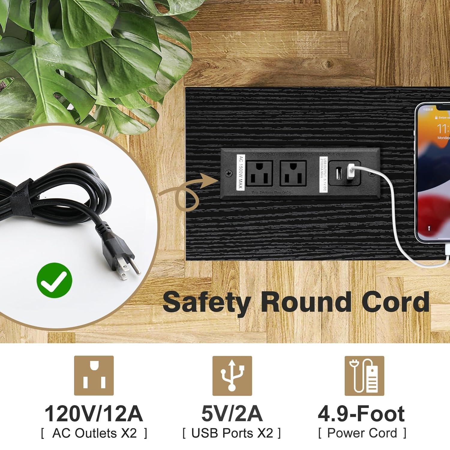 Latitude Run® Narrow Sofa Table With Sockets, USB Ports And Charging Station