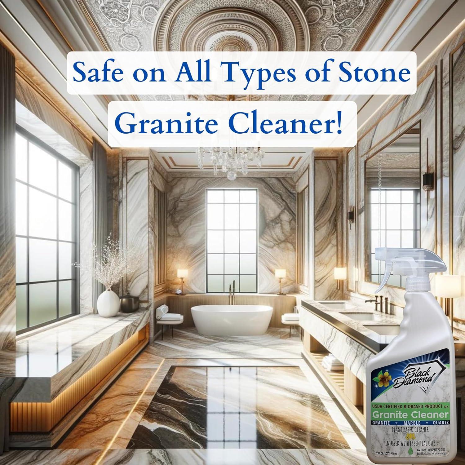 Black Diamond Stoneworks Granite Counter Cleaner: USDA Certified BIOBASED- Safe for Granite and other stone countertops. Safe for food contact formula to keep your countertops looking fresh and clean!