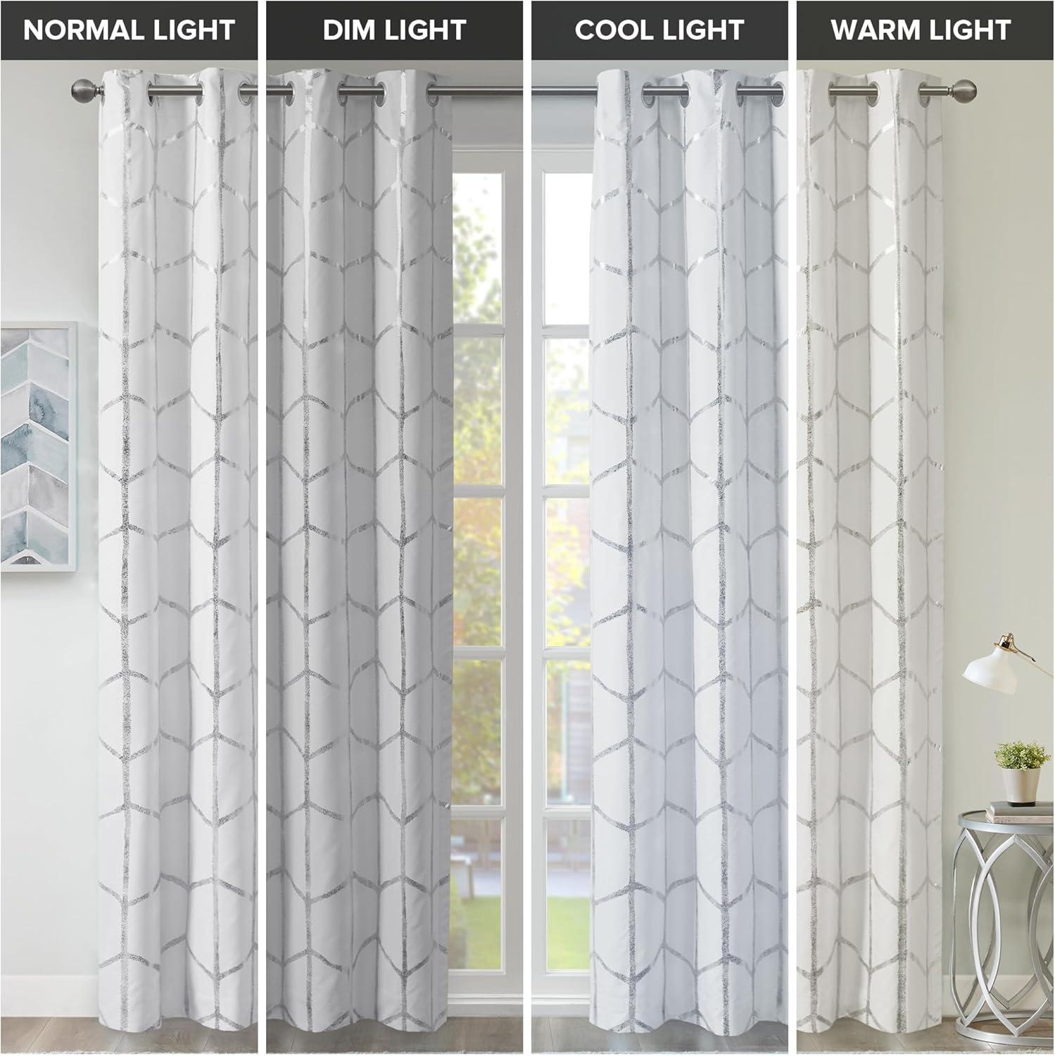 Intelligent Design Raina Total Blackout Metallic Print Grommet Top Curtain Panel