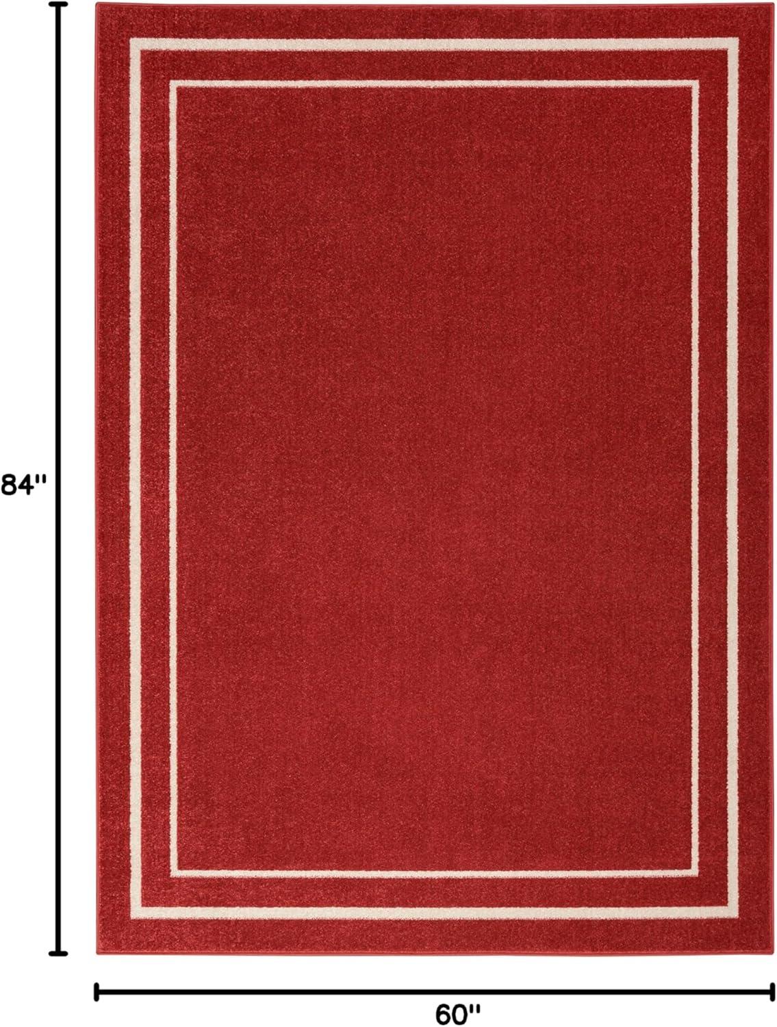 Nourison Essentials Solid Bordered Low Pile Indoor Outdoor Area Rug 5' x 7' Brick/Ivory