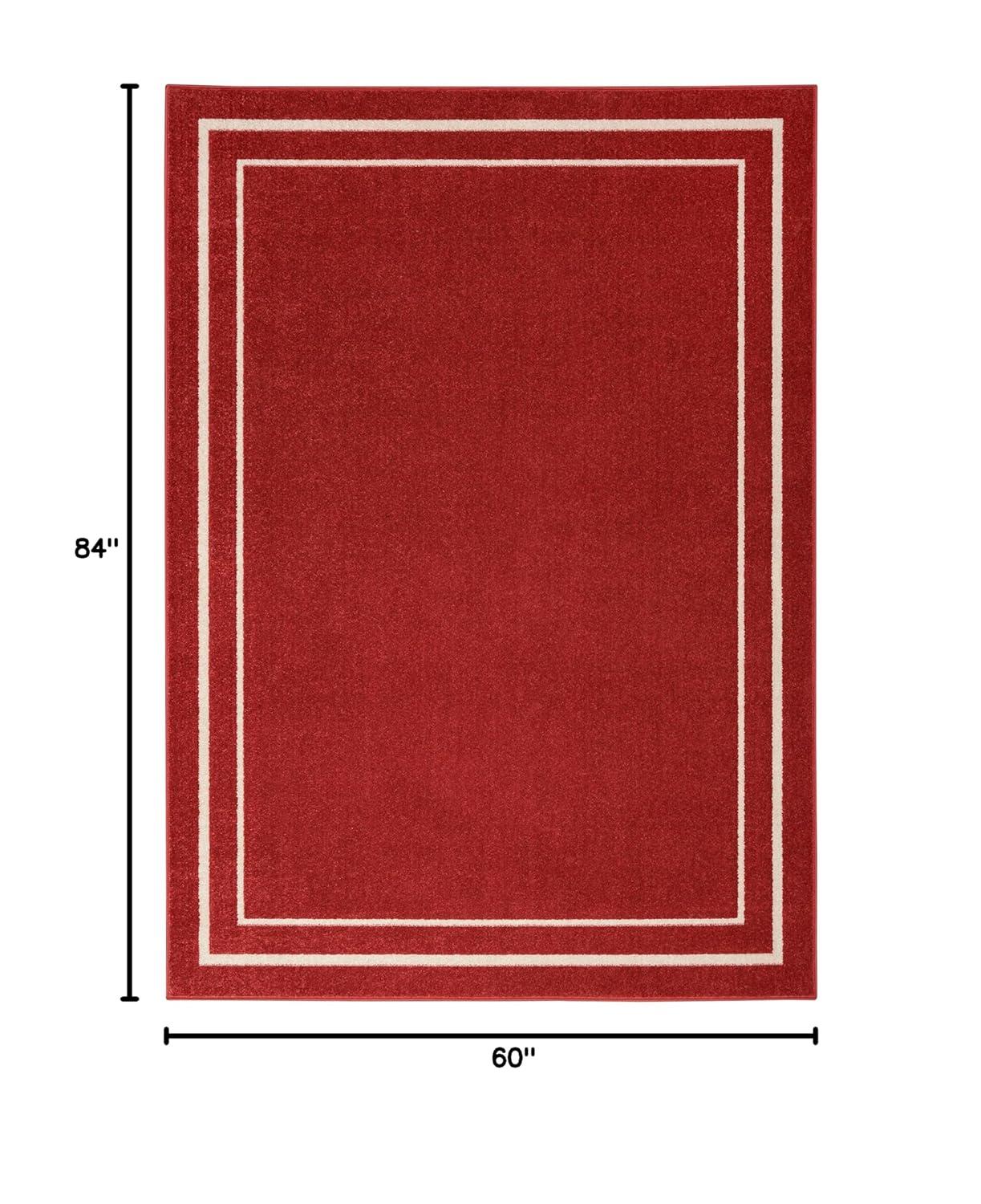 Nourison Essentials Solid Bordered Low Pile Indoor Outdoor Area Rug 5' x 7' Brick/Ivory