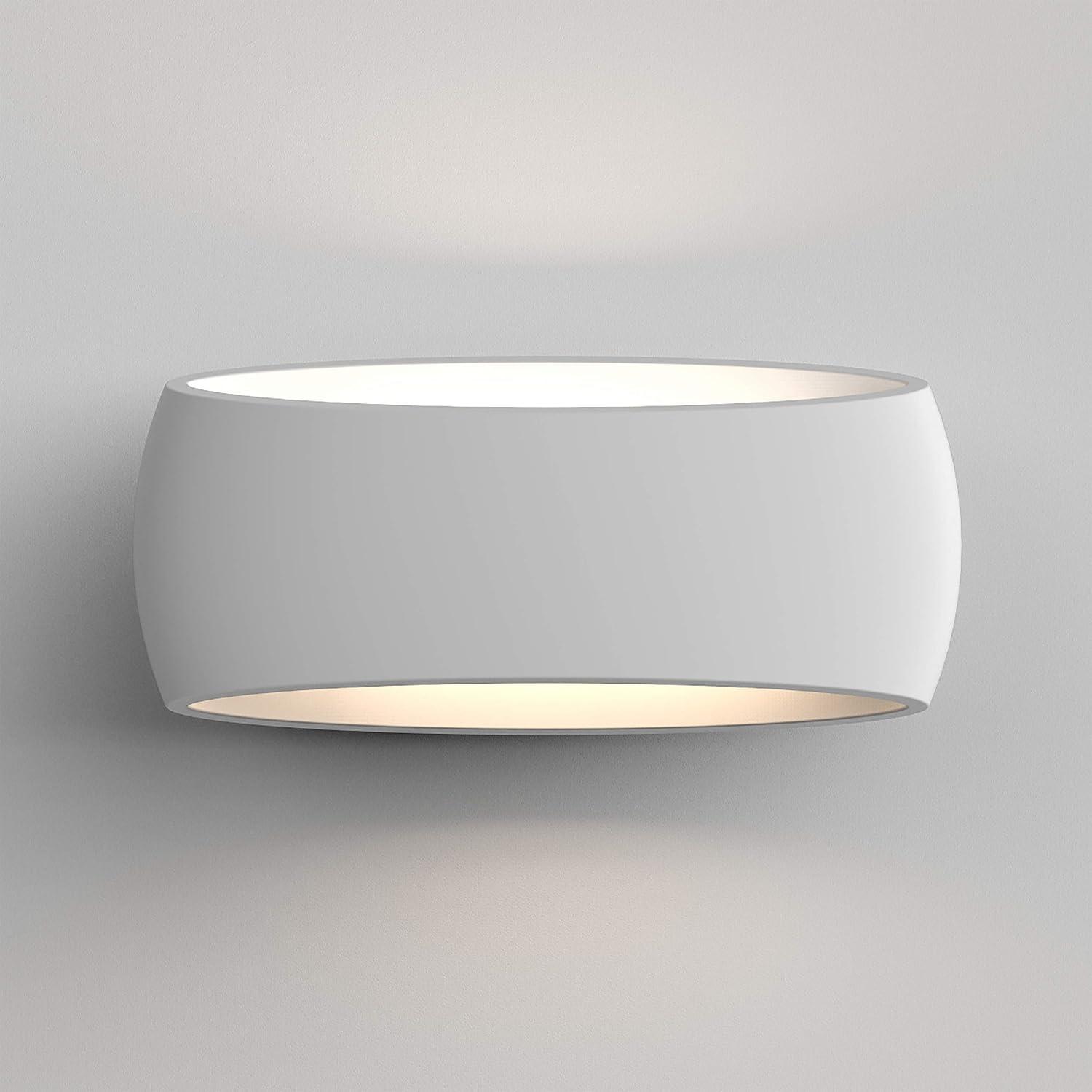 Contemporary White Plaster Dimmable Wall Sconce with Crystal Embellishment