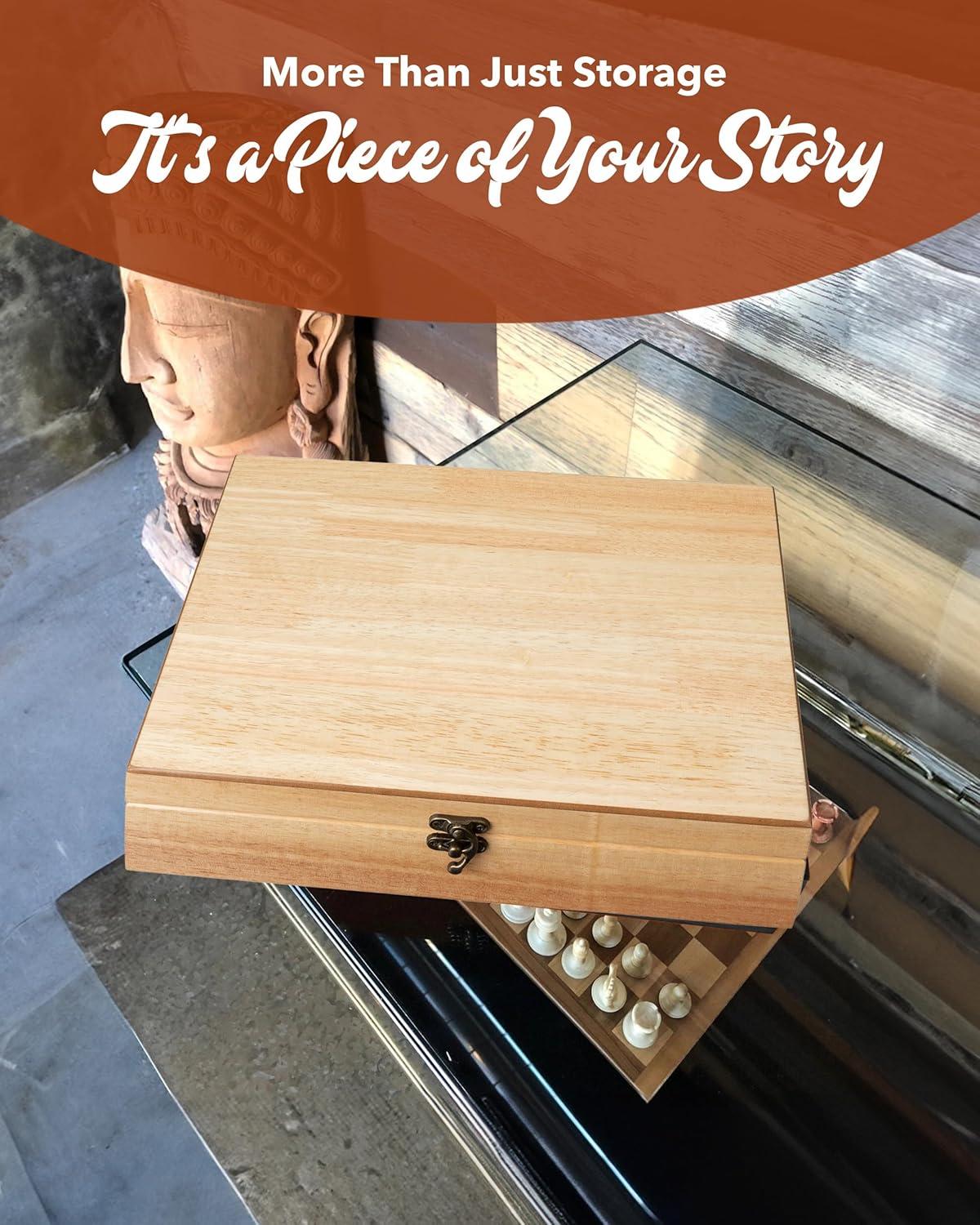 WE Games Wooden Keepsake Stash Box, Decorative Memory or Storage Box