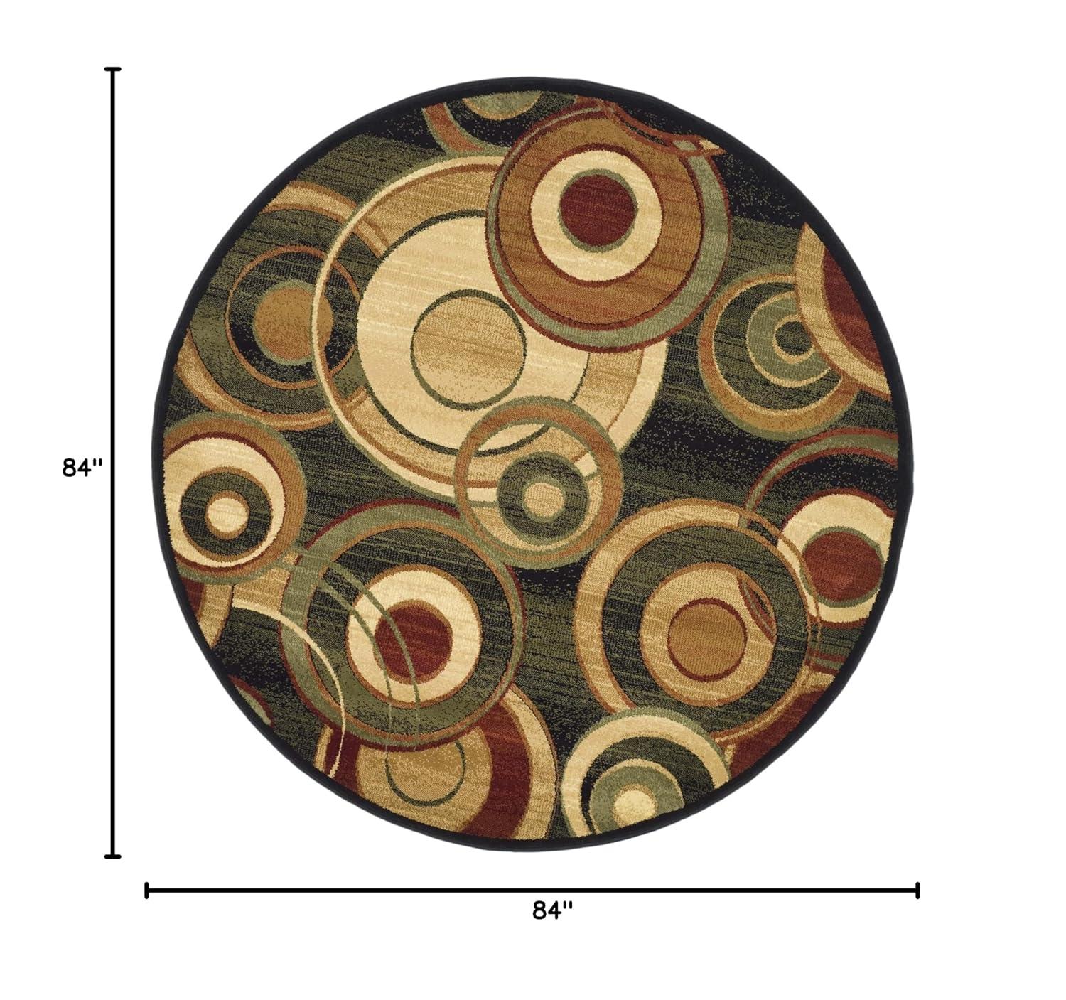 Lyndhurst LNH225 Power Loomed Area Rug - Black/Multi - 7' Round - Safavieh
