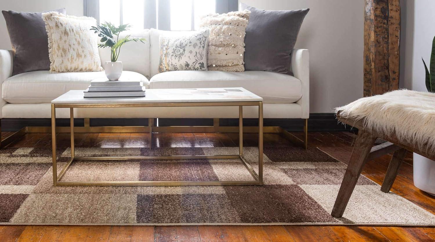 Unique Loom Autumn Collection Area Rug - Providence (9'  x 12' Rectangle Light Brown/Brown)