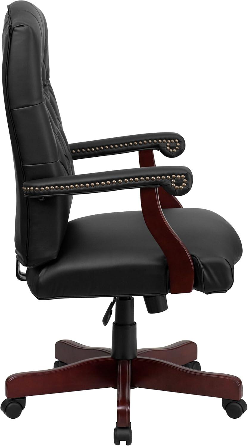 Flash Furniture Martha Washington Black LeatherSoft Executive Swivel Office Chair with Arms