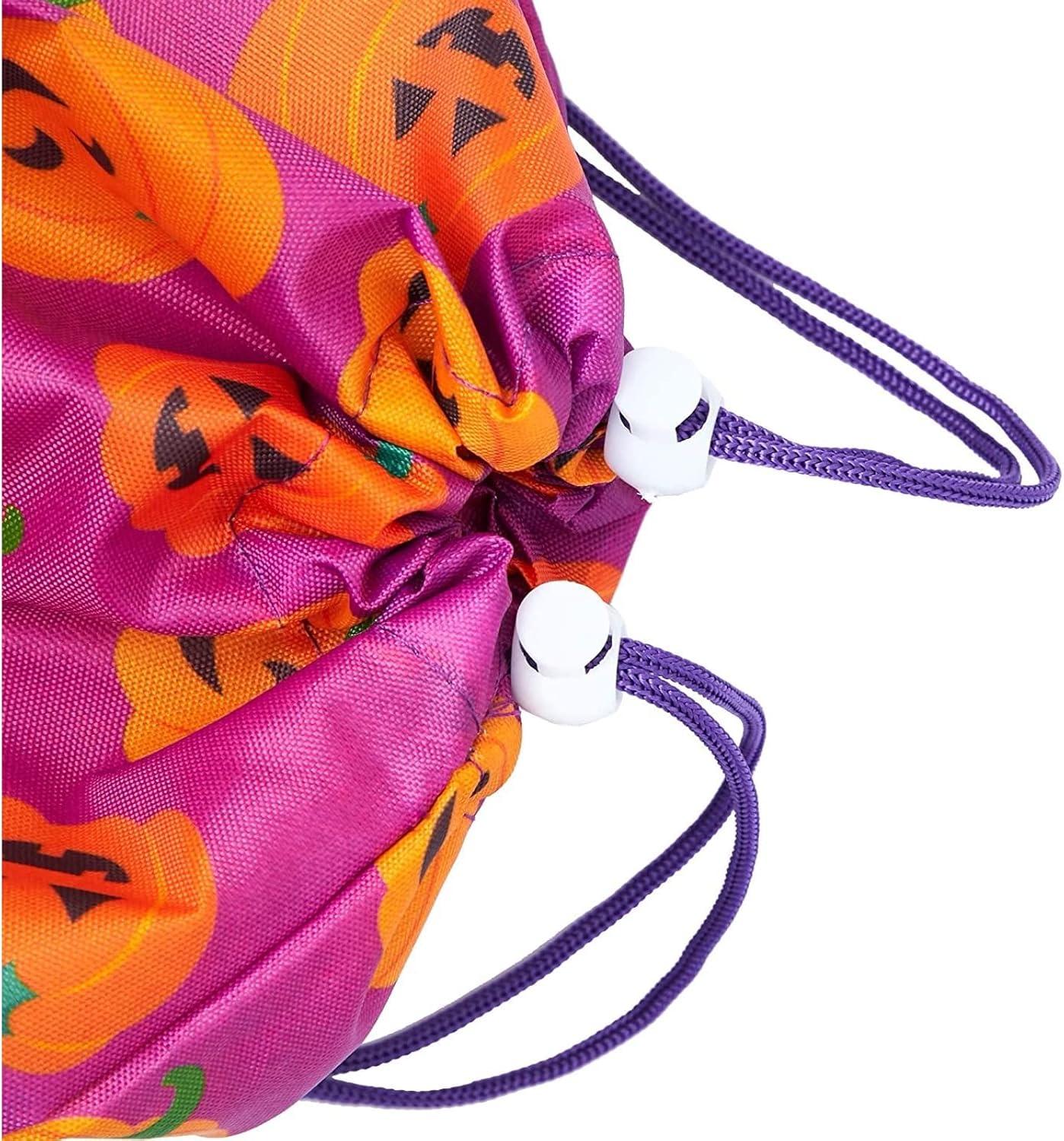 BLUE PANDA Halloween Fabric Drawstring Treat Bags - 12 Pack 10 x 12 in Reusable Polyester Favor Bags - Assorted Ghost, Pumpkin & Witch Designs for Parties & Trick-or-Treat