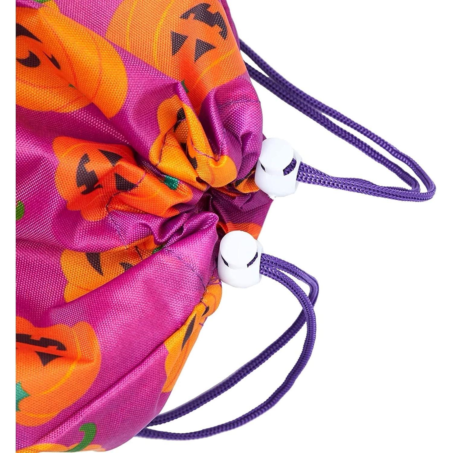 BLUE PANDA Halloween Fabric Drawstring Treat Bags - 12 Pack 10 x 12 in Reusable Polyester Favor Bags - Assorted Ghost, Pumpkin & Witch Designs for Parties & Trick-or-Treat