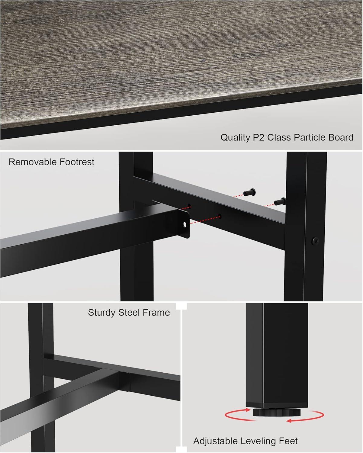 Black Oak Rectangular Bar Height Table with Metal Frame